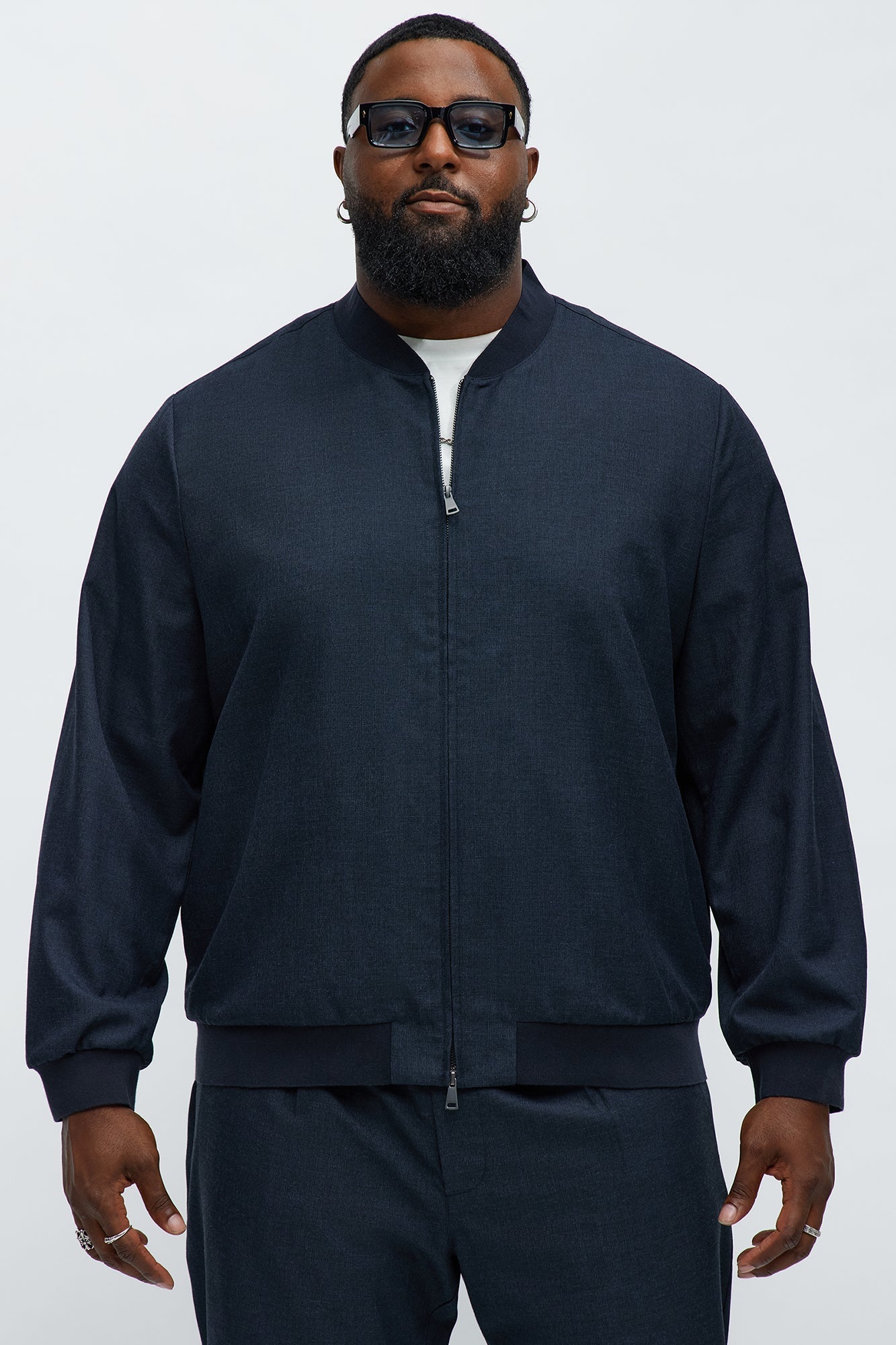 Slim Modern Two-Way Zipper Everyday Bomber - Navy Fashion Nova