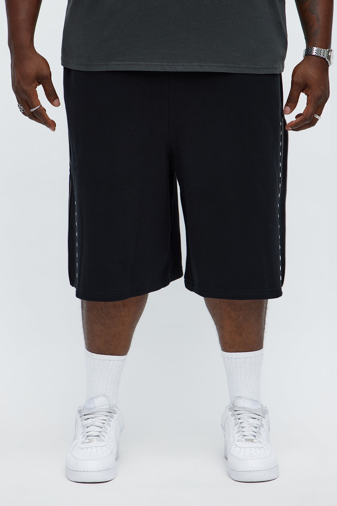 Tyson Baggy Sleaze Studded Shorts - Black Fashion Nova