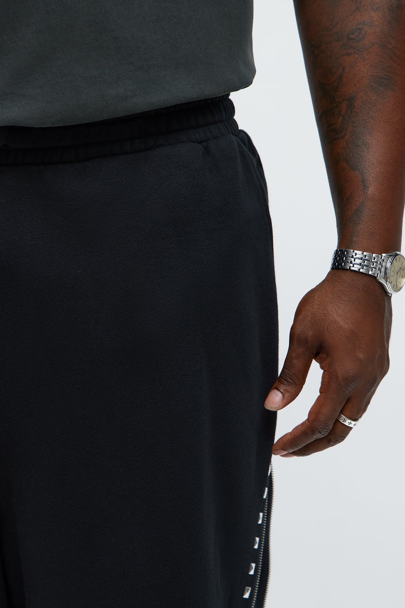 Tyson Baggy Sleaze Studded Shorts - Black Fashion Nova
