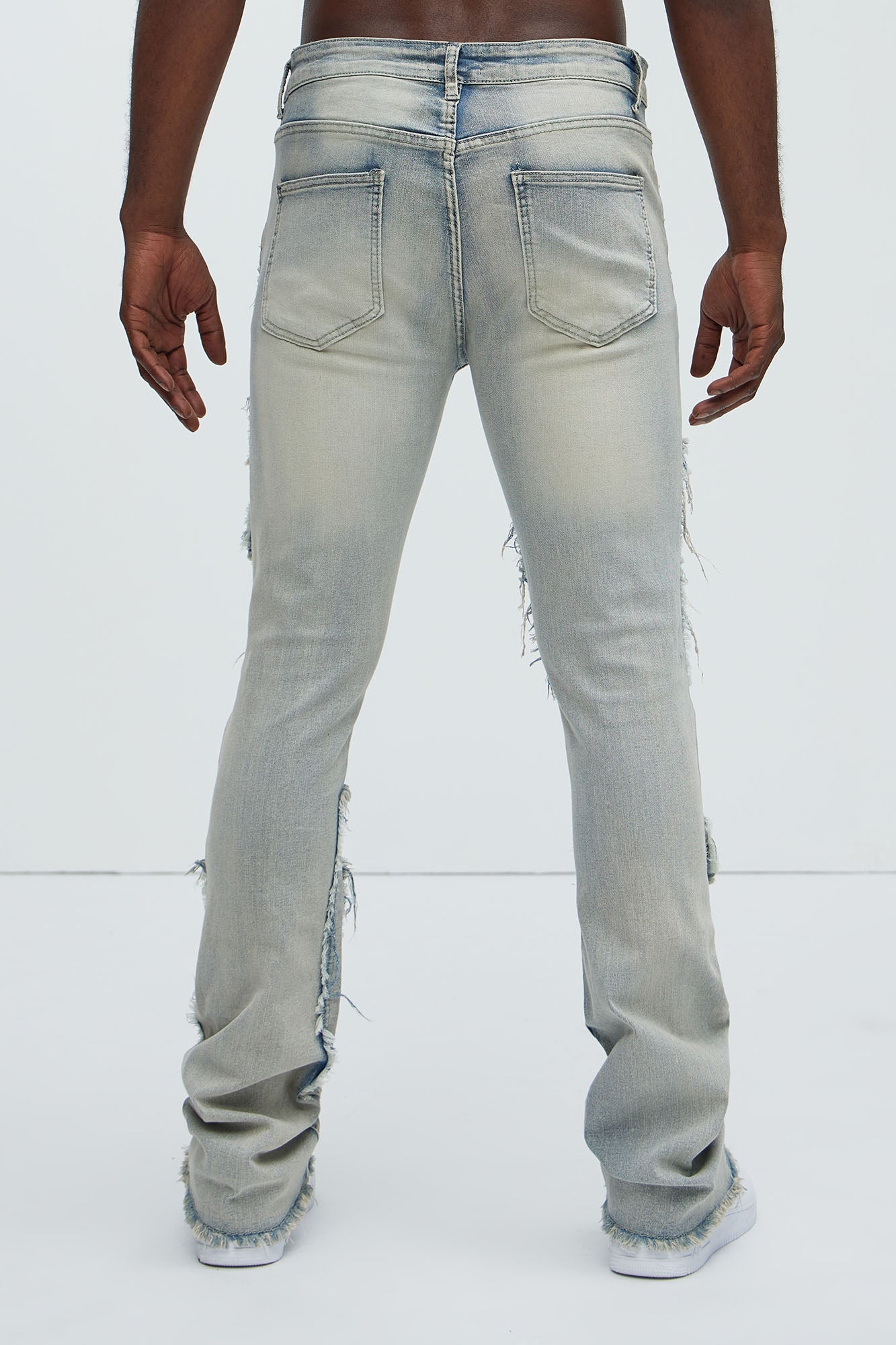 Let's Go Fray Cargo Skinny Flare Jeans - Light Wash Fashion Nova