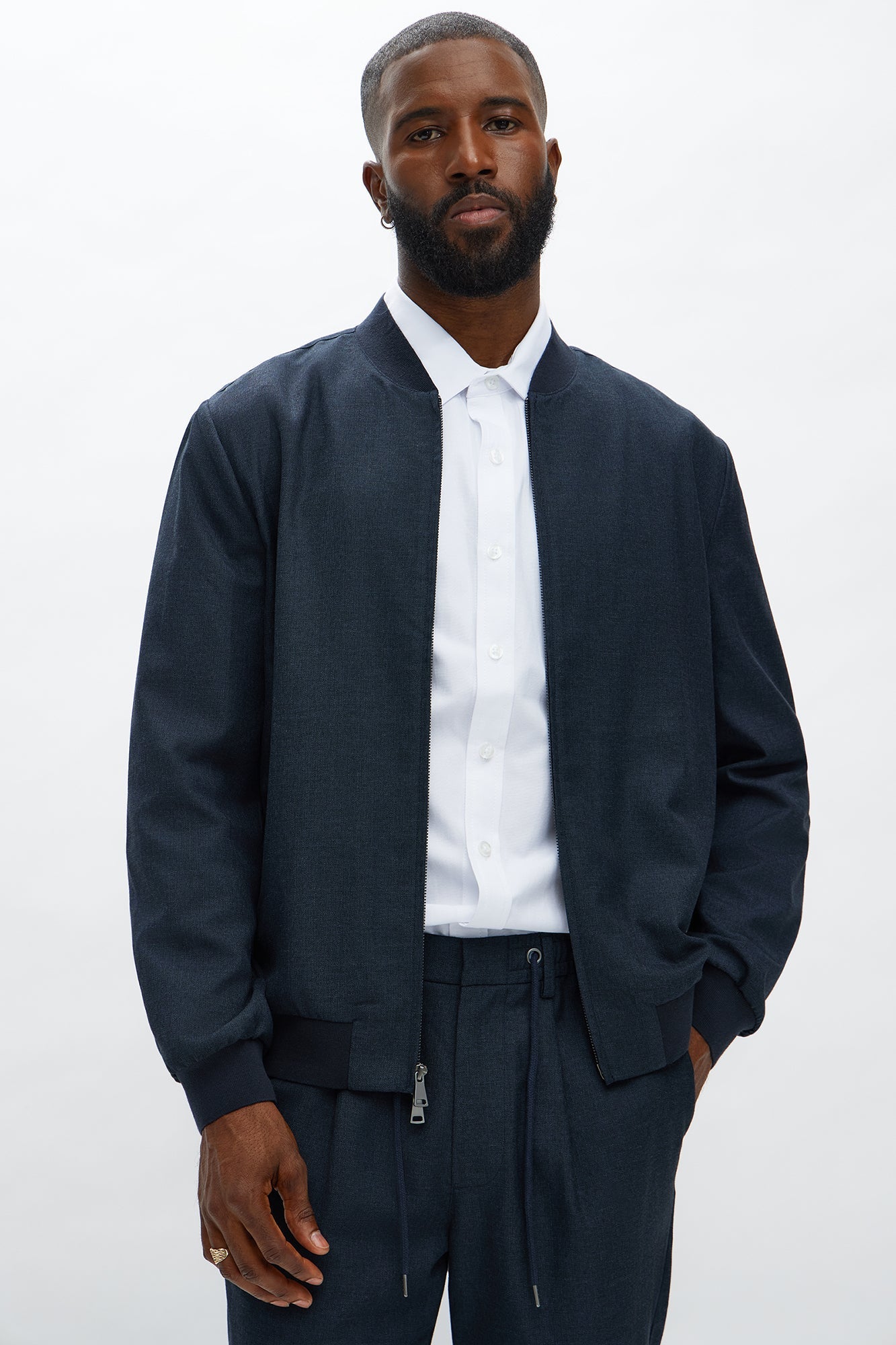 Slim Modern Two-Way Zipper Everyday Bomber - Navy Fashion Nova