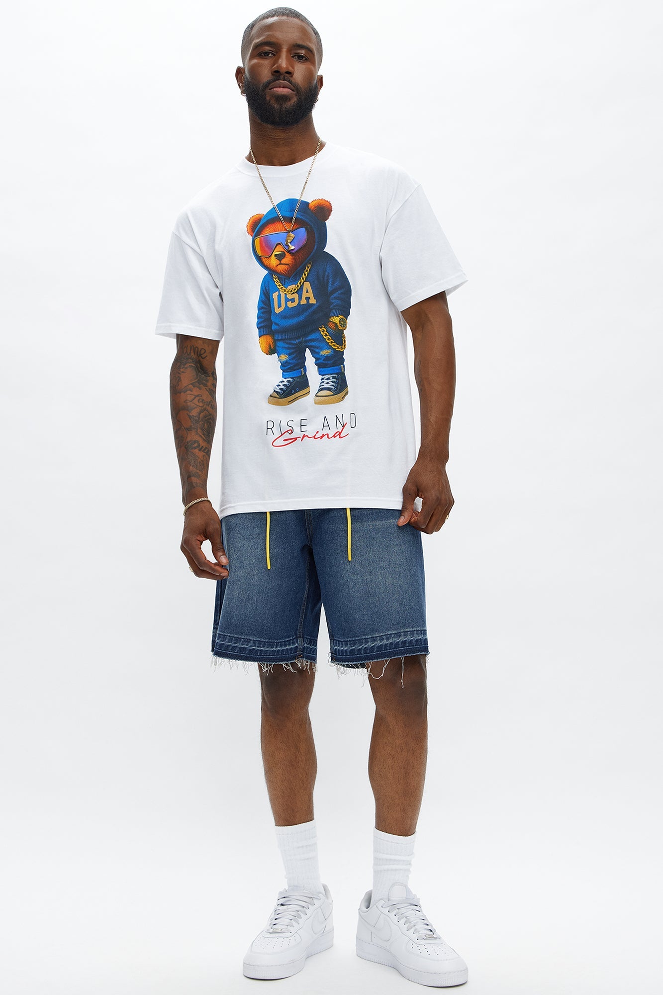 Rise And Grind Life Short Sleeve Tee - White Fashion Nova