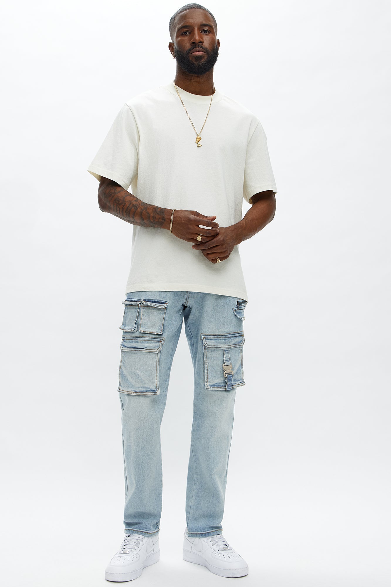 Cargo Pocket Slim Taper Jeans - Light Blue Wash Fashion Nova