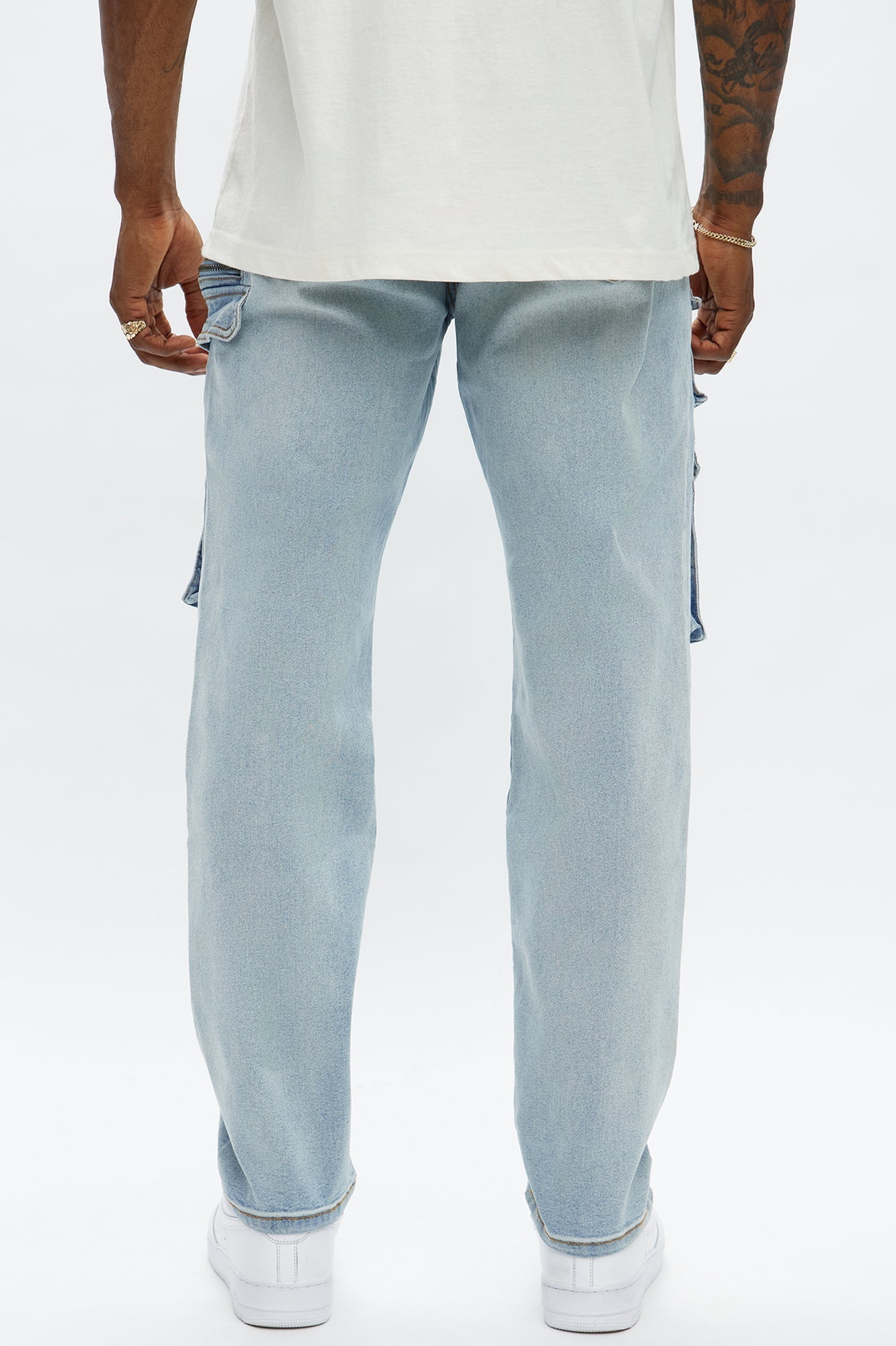 Cargo Pocket Slim Taper Jeans - Light Blue Wash Fashion Nova
