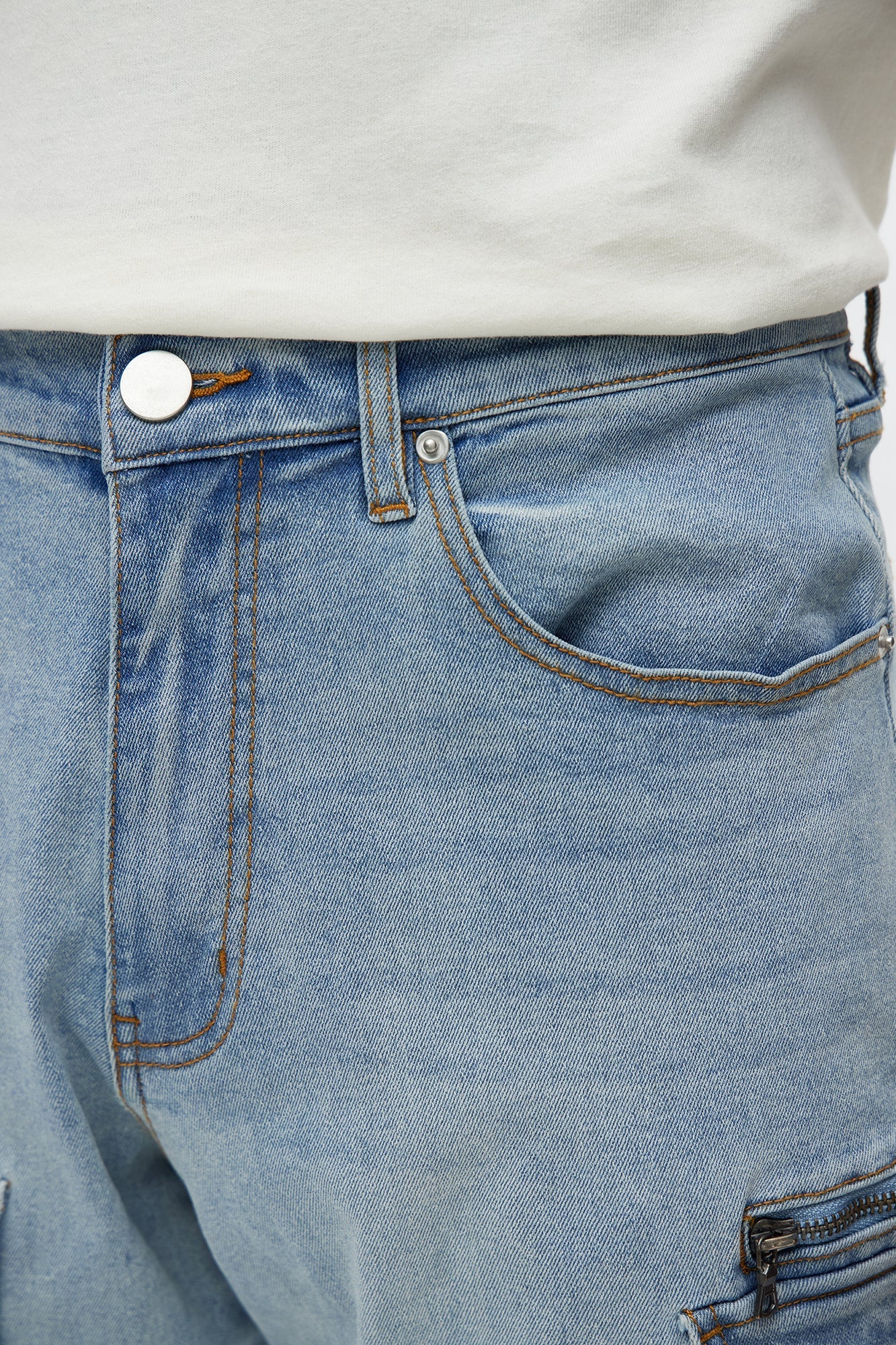 Cargo Pocket Slim Taper Jeans - Light Blue Wash Fashion Nova
