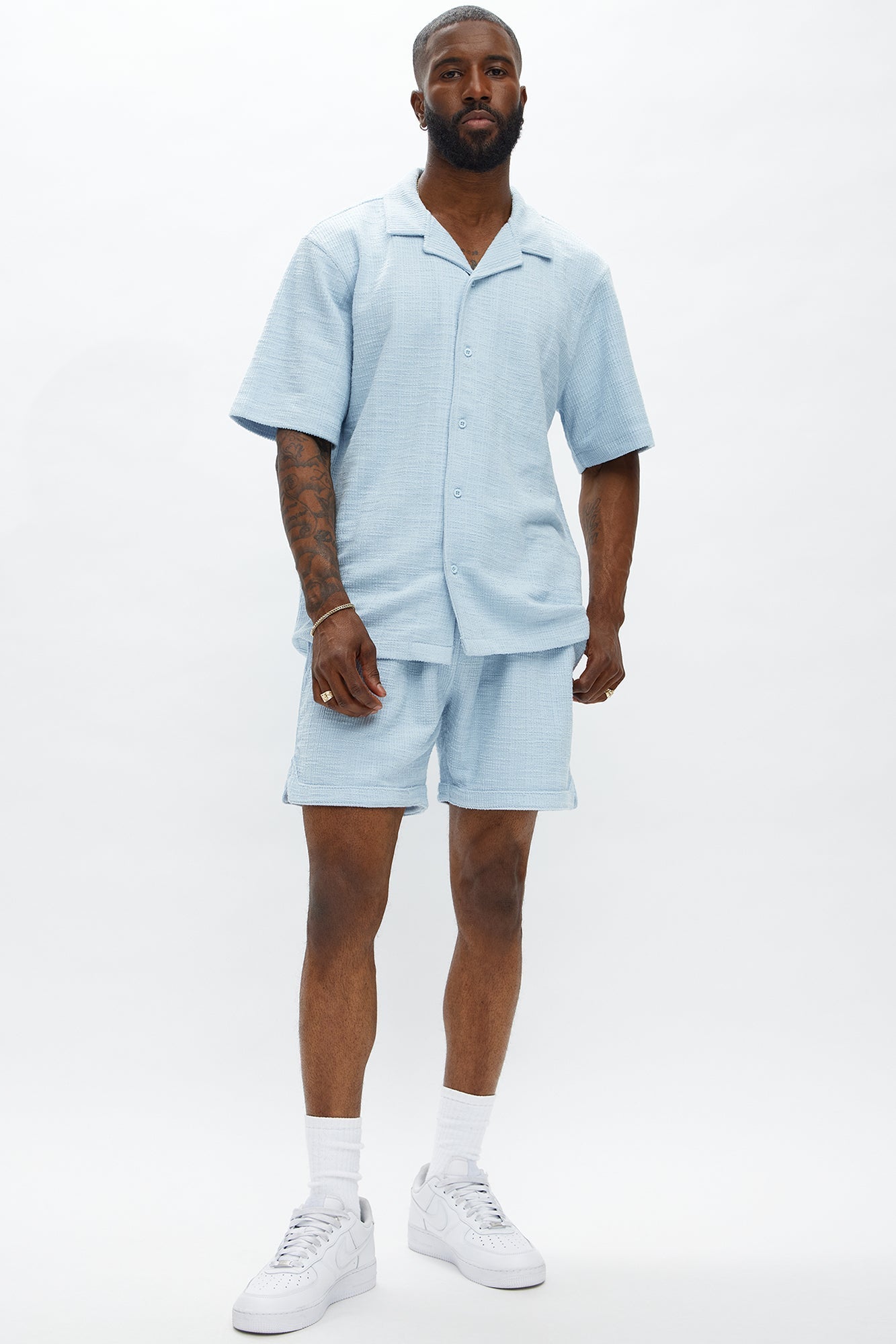 Dean Textured Short - Light Blue Fashion Nova