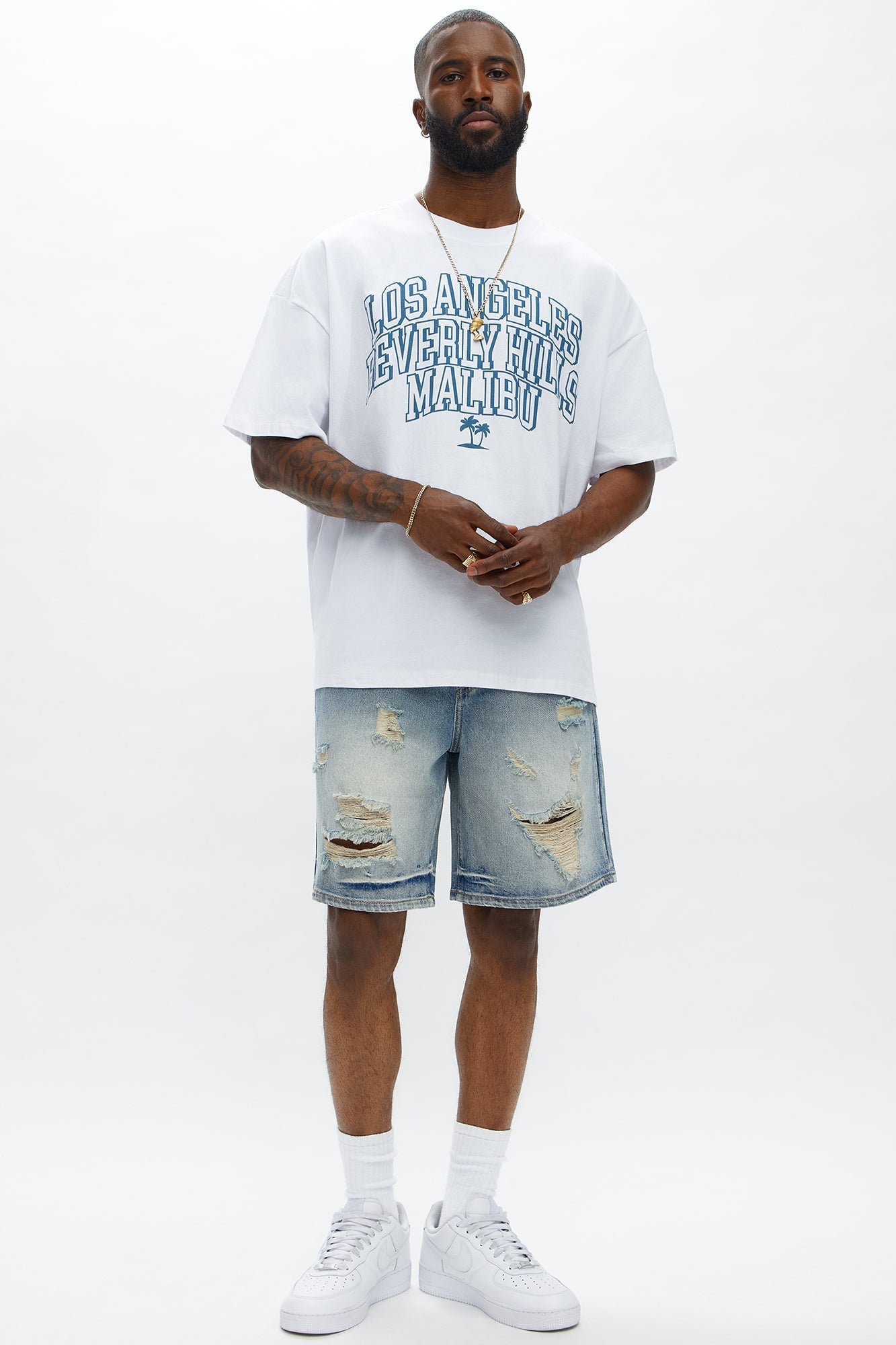 Relaxed Wish You Could Distressed Denim Shorts - Medium Blue Wash Fashion Nova