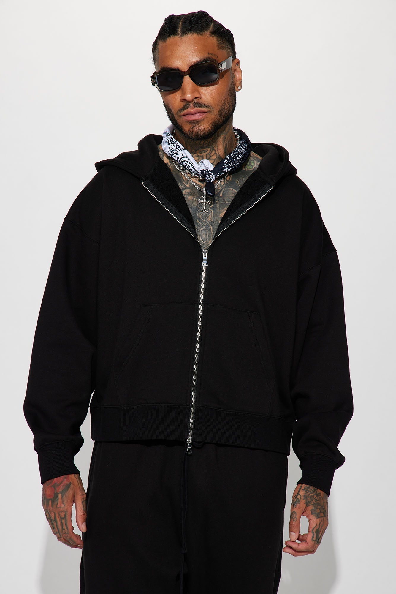 Tyson Oversized Heavyweight Zip Up - Black Fashion Nova