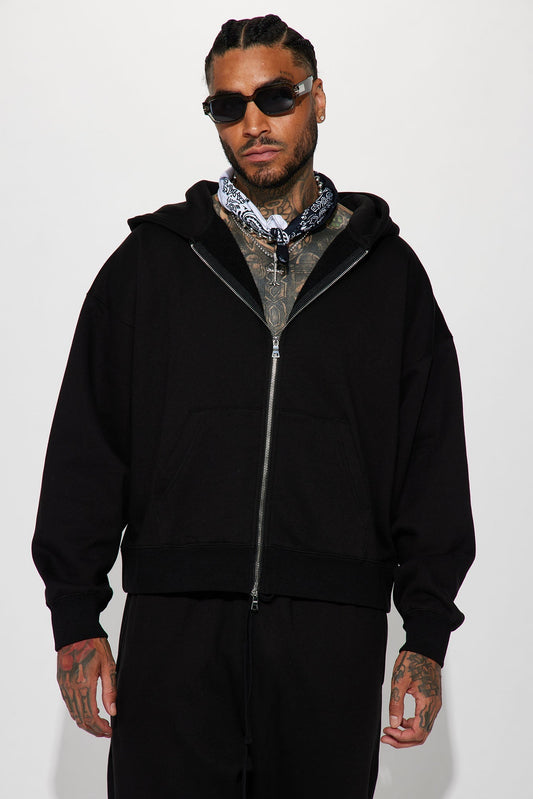 Tyson Oversized Heavyweight Zip Up - Black Fashion Nova
