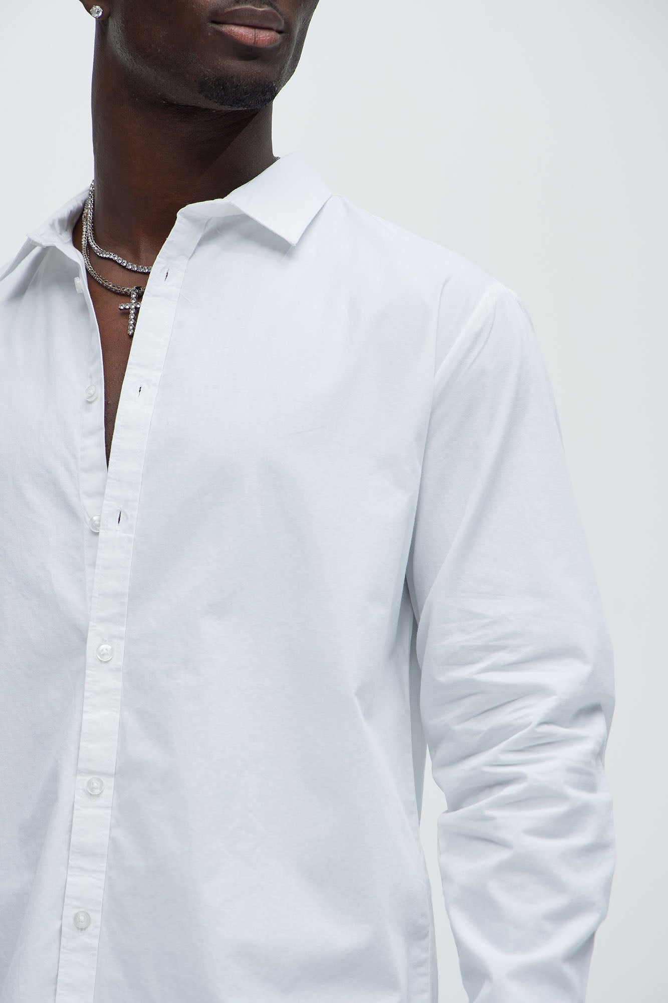 Ryland Cotton Long Sleeve Button Up Shirt - White Fashion Nova