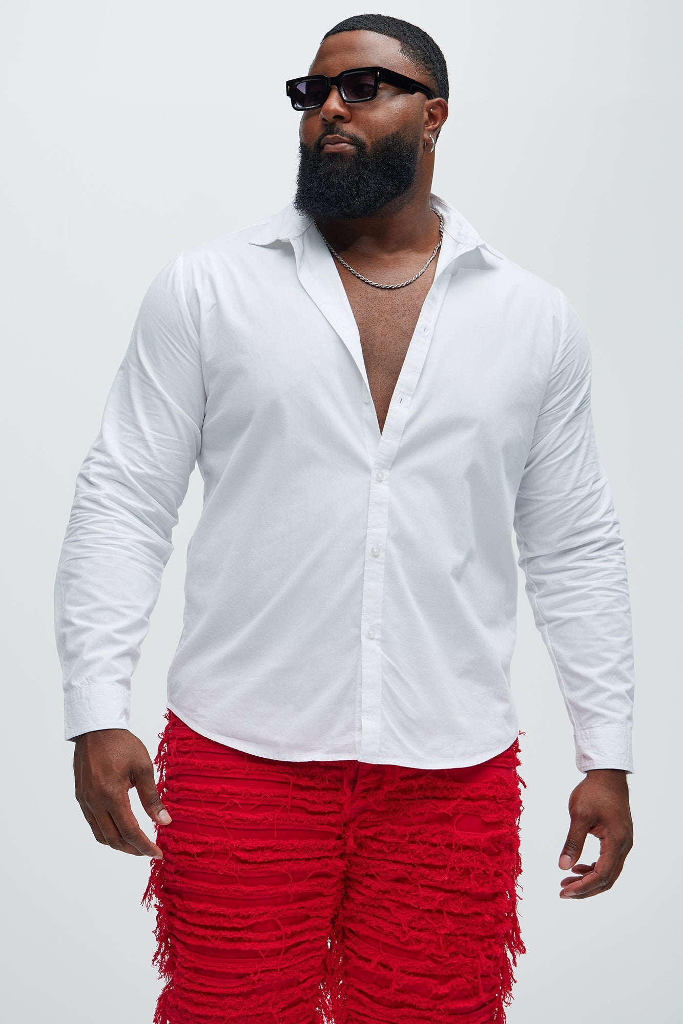 Ryland Cotton Long Sleeve Button Up Shirt - White Fashion Nova
