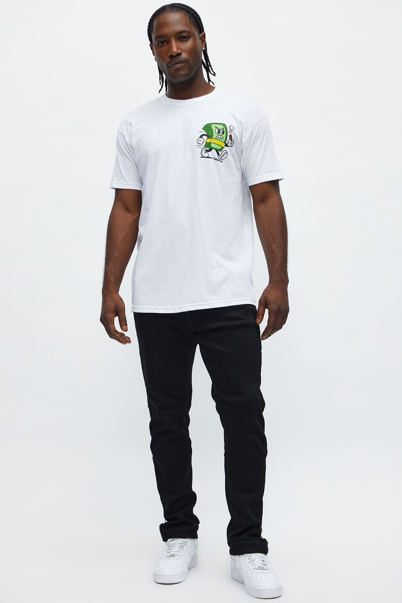 Always Chase The Money Short Sleeve Tee - White Fashion Nova