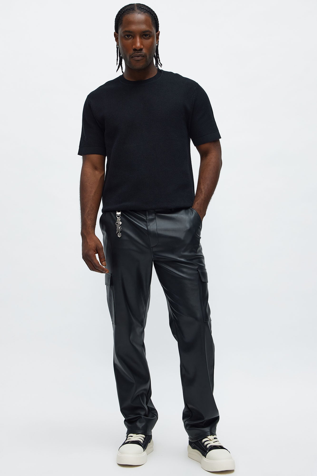 Rib Textured Knit Relaxed Tee - Black Fashion Nova