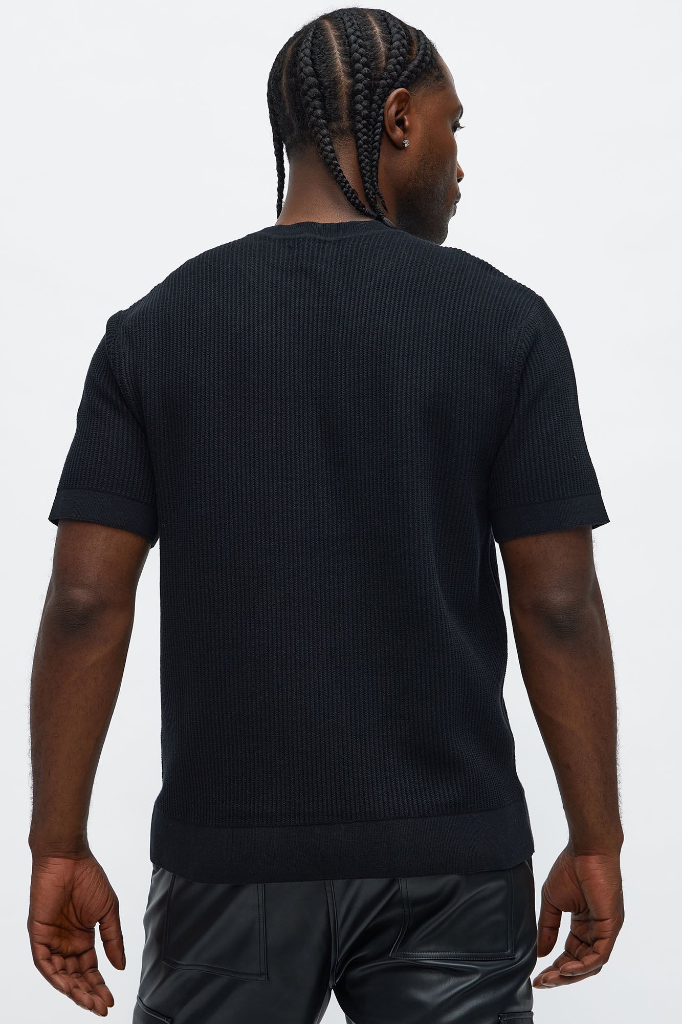 Rib Textured Knit Relaxed Tee - Black Fashion Nova