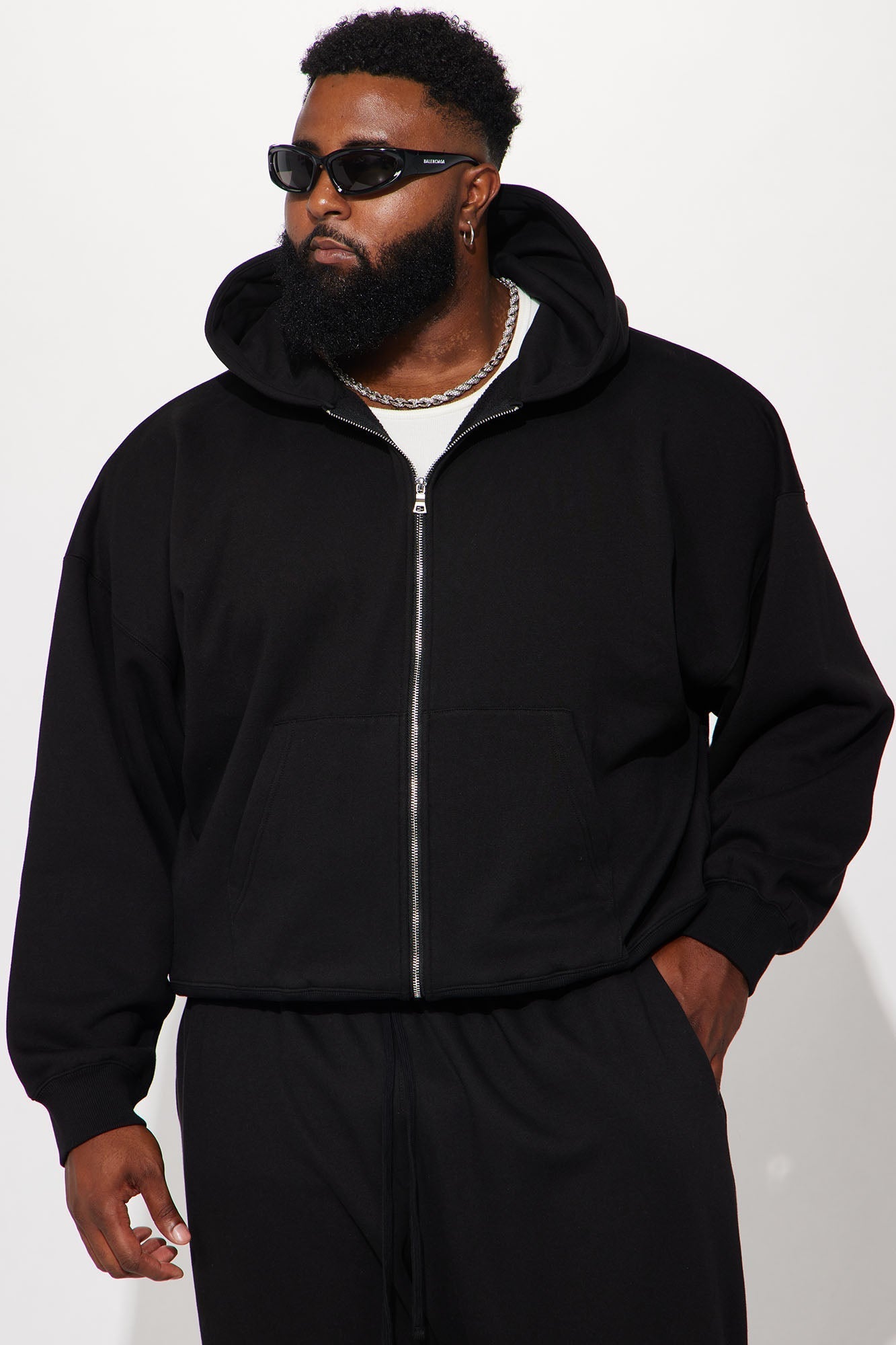 Tyson Oversized Heavyweight Zip Up - Black Fashion Nova