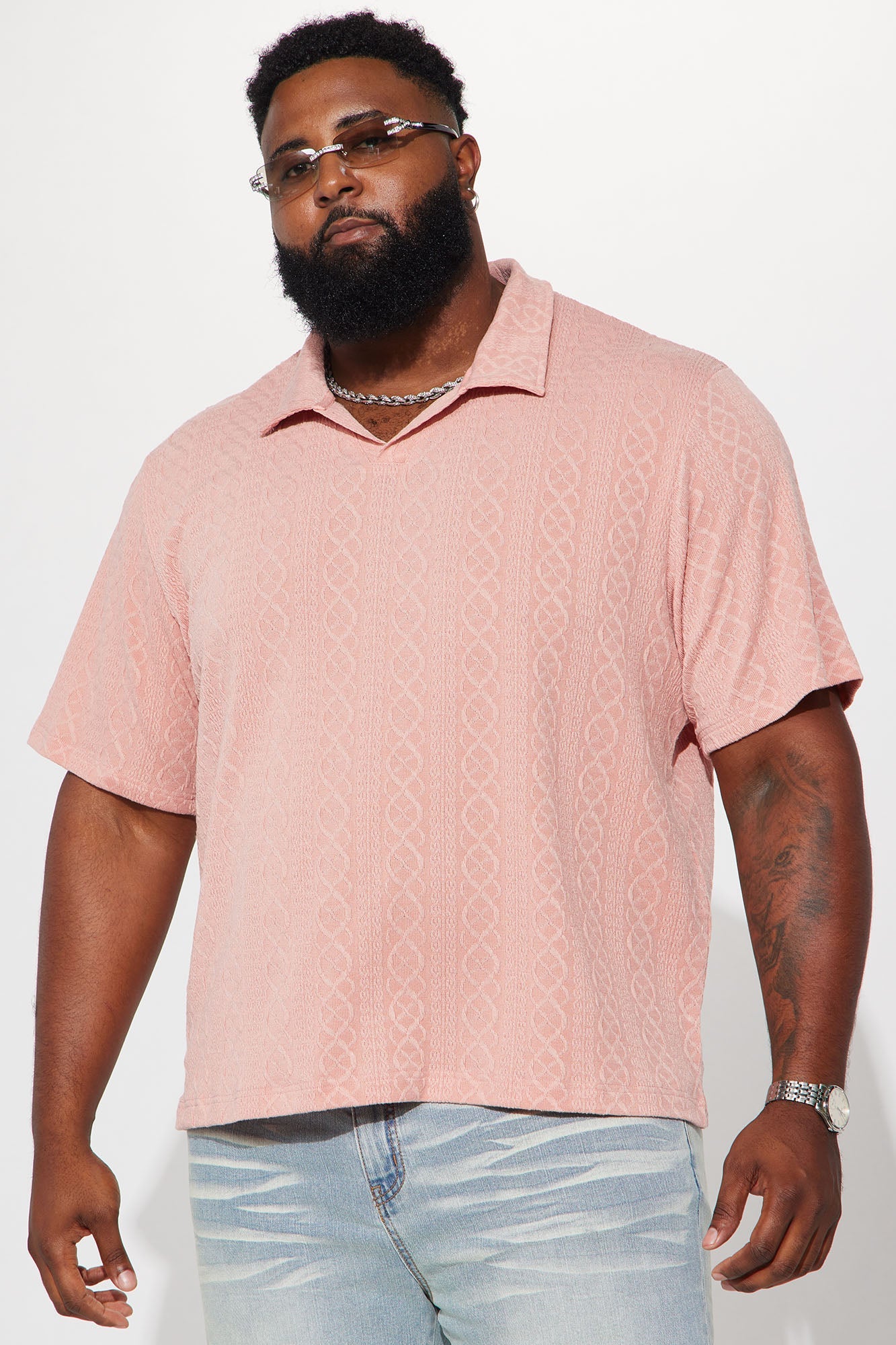 Zig Zag Road Short Sleeve Polo - Mauve Fashion Nova