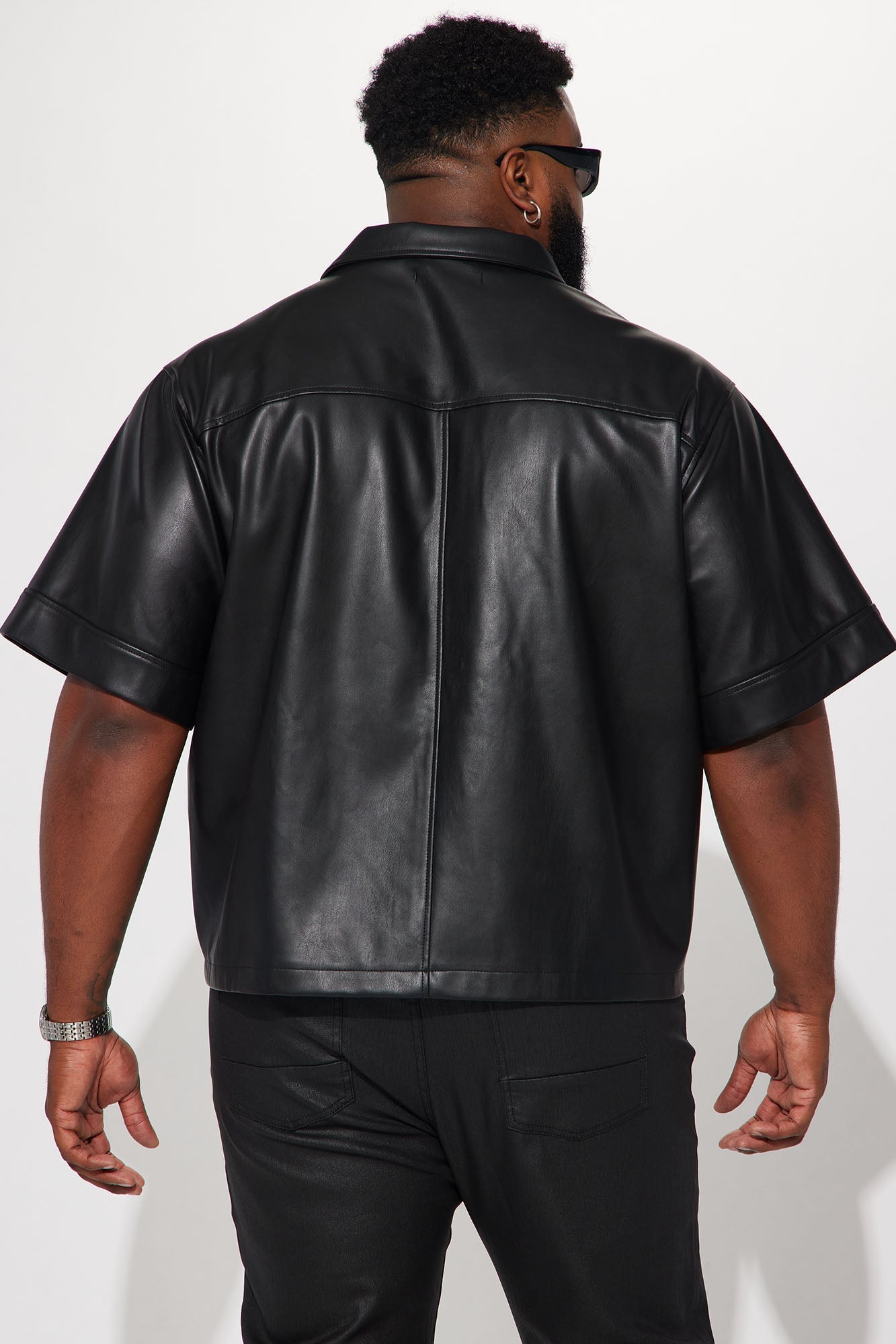 Cropped High Stepper Faux Leather Button Up Shirt - Black Fashion Nova