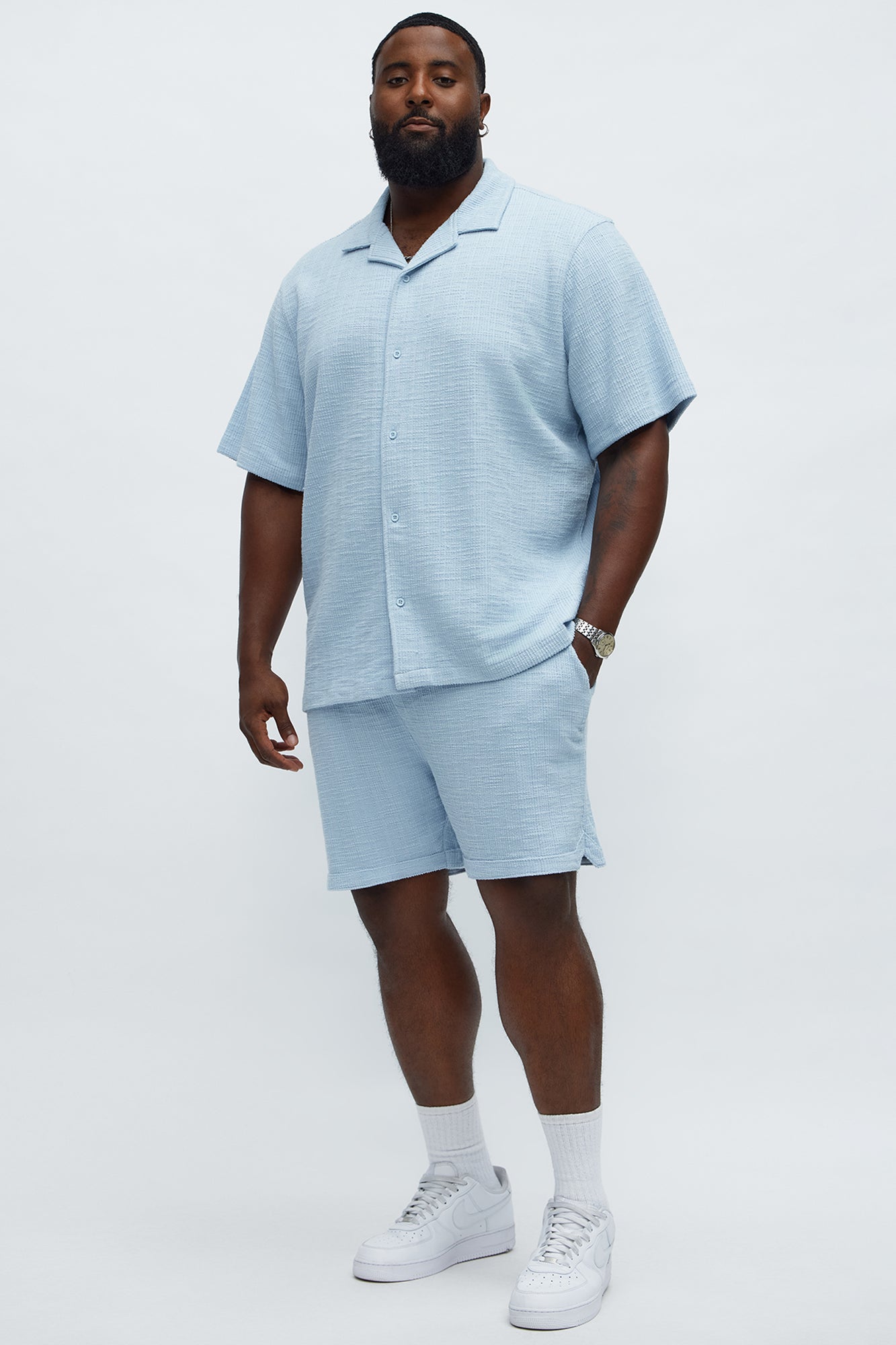 Dean Textured Short - Light Blue Fashion Nova