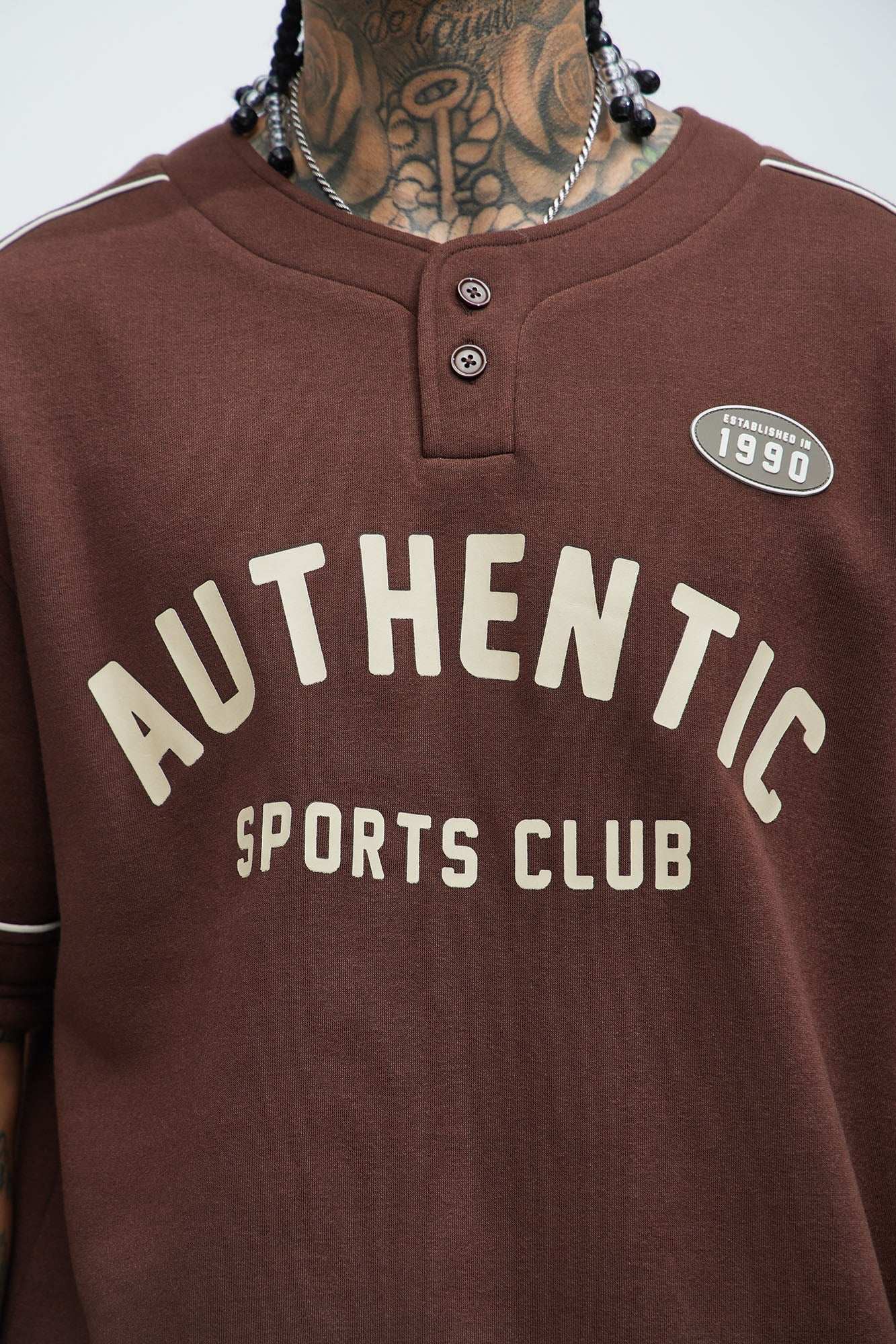 Athletics Sports Club Short Sleeve Henley - Brown Fashion Nova