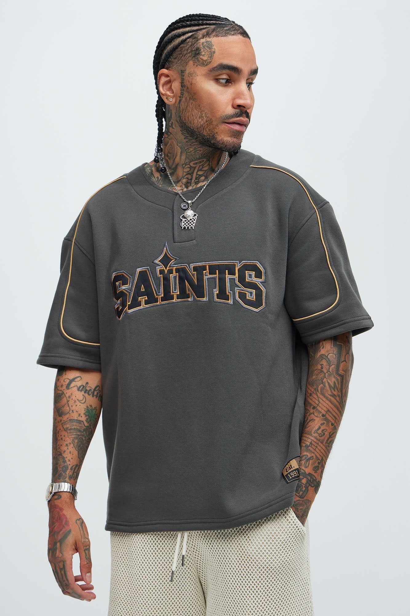 Saint Worldwide Short Sleeve Henley - Black Fashion Nova