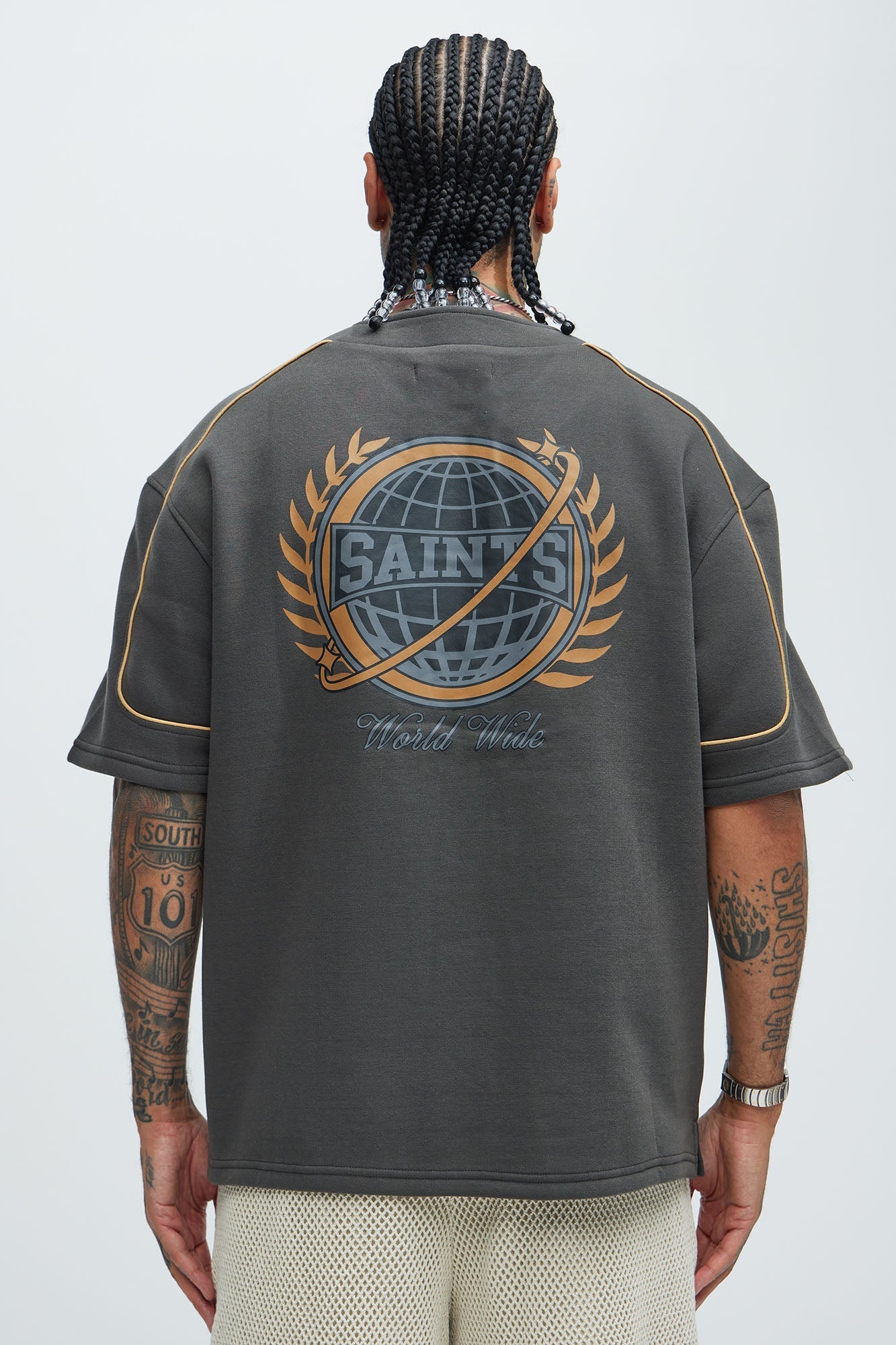 Saint Worldwide Short Sleeve Henley - Black Fashion Nova
