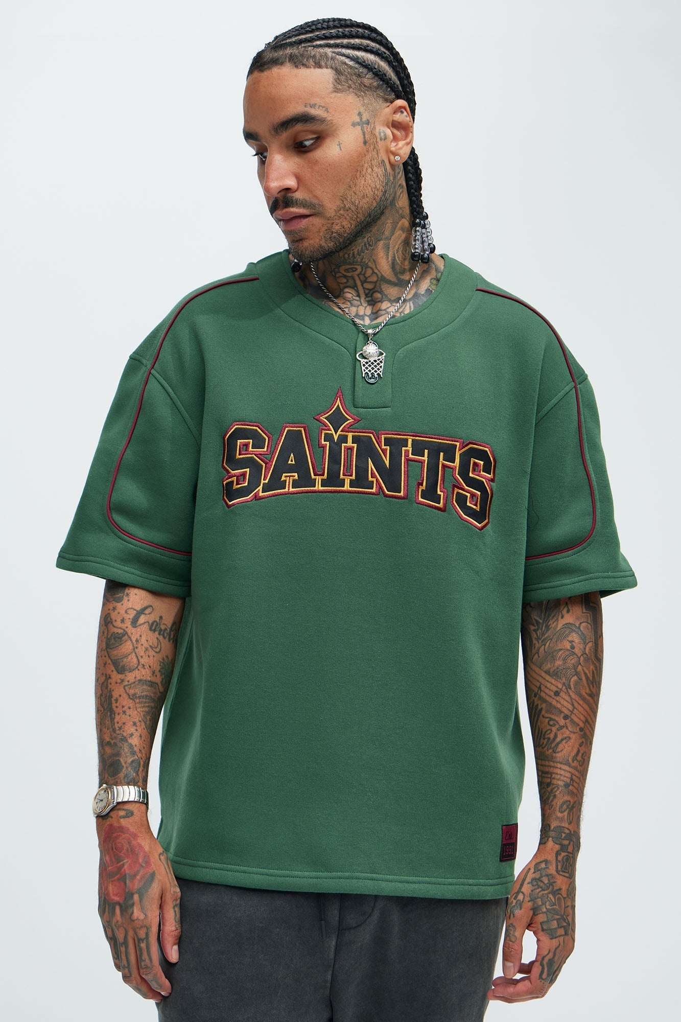 Saint Worldwide Short Sleeve Henley - Green Fashion Nova
