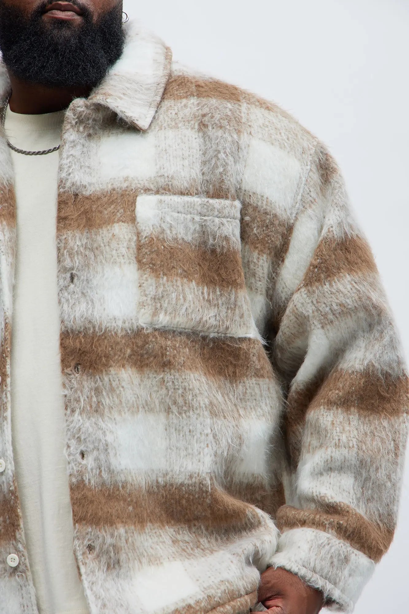 Move Up Plaid Shacket - Tan Fashion Nova