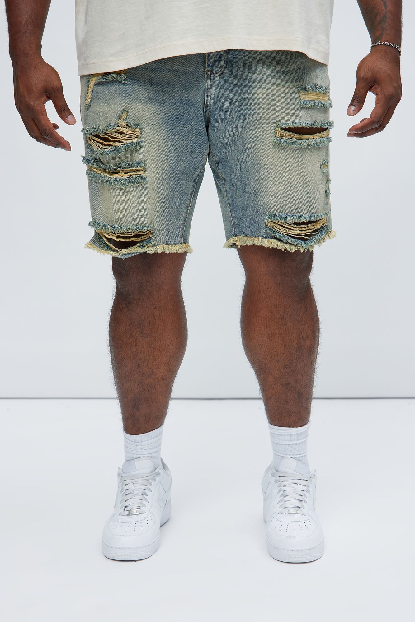 Back To It Distressed Raw Hem Slim Denim Shorts - Vintage Wash Fashion Nova