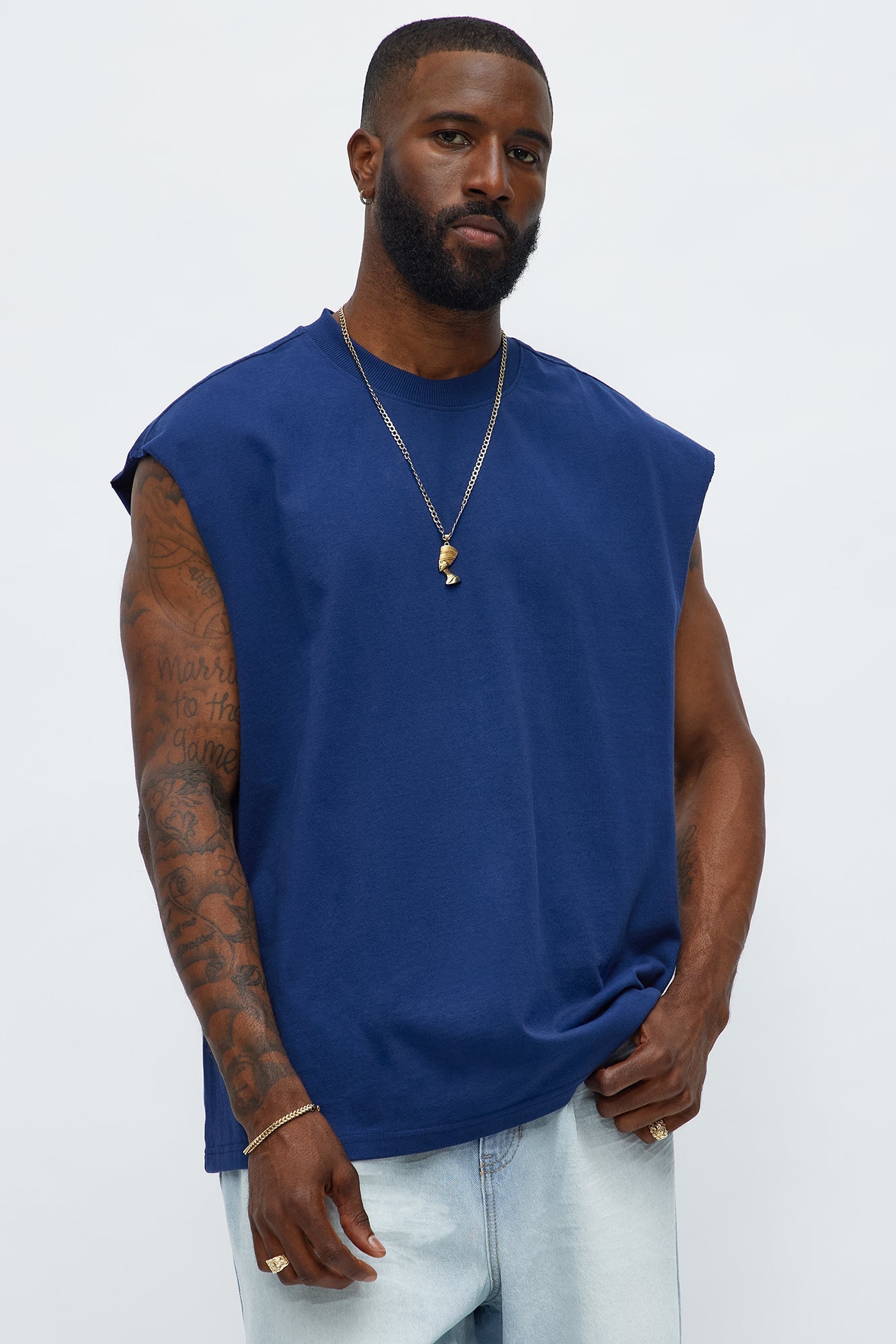 Relaxed Heavyweight Muscle Tee - Navy Fashion Nova