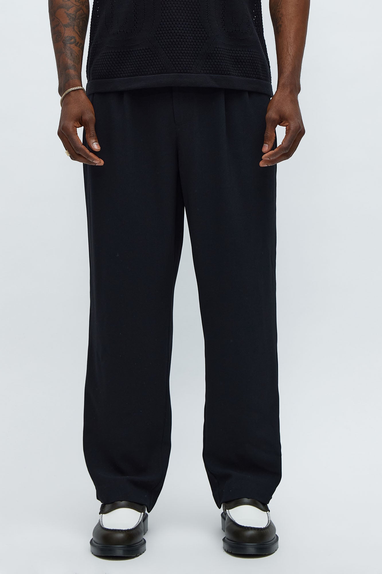 Golden Hour Straight Double Pleated Trouser - Black Fashion Nova