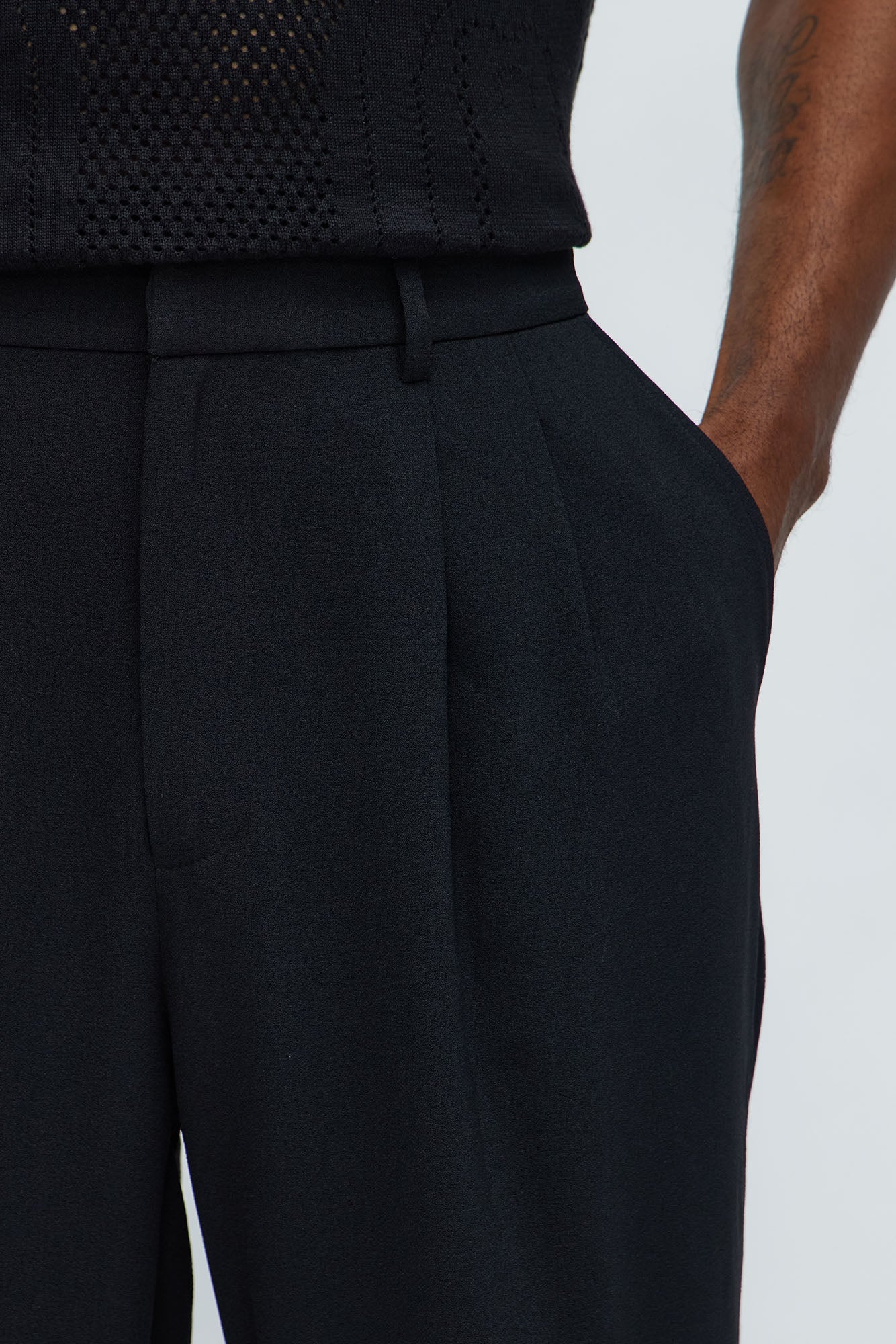 Golden Hour Straight Double Pleated Trouser - Black Fashion Nova