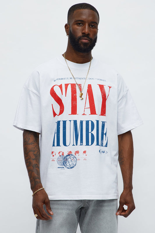 Stay Humble Boxy Short Sleeve Tee - White Fashion Nova