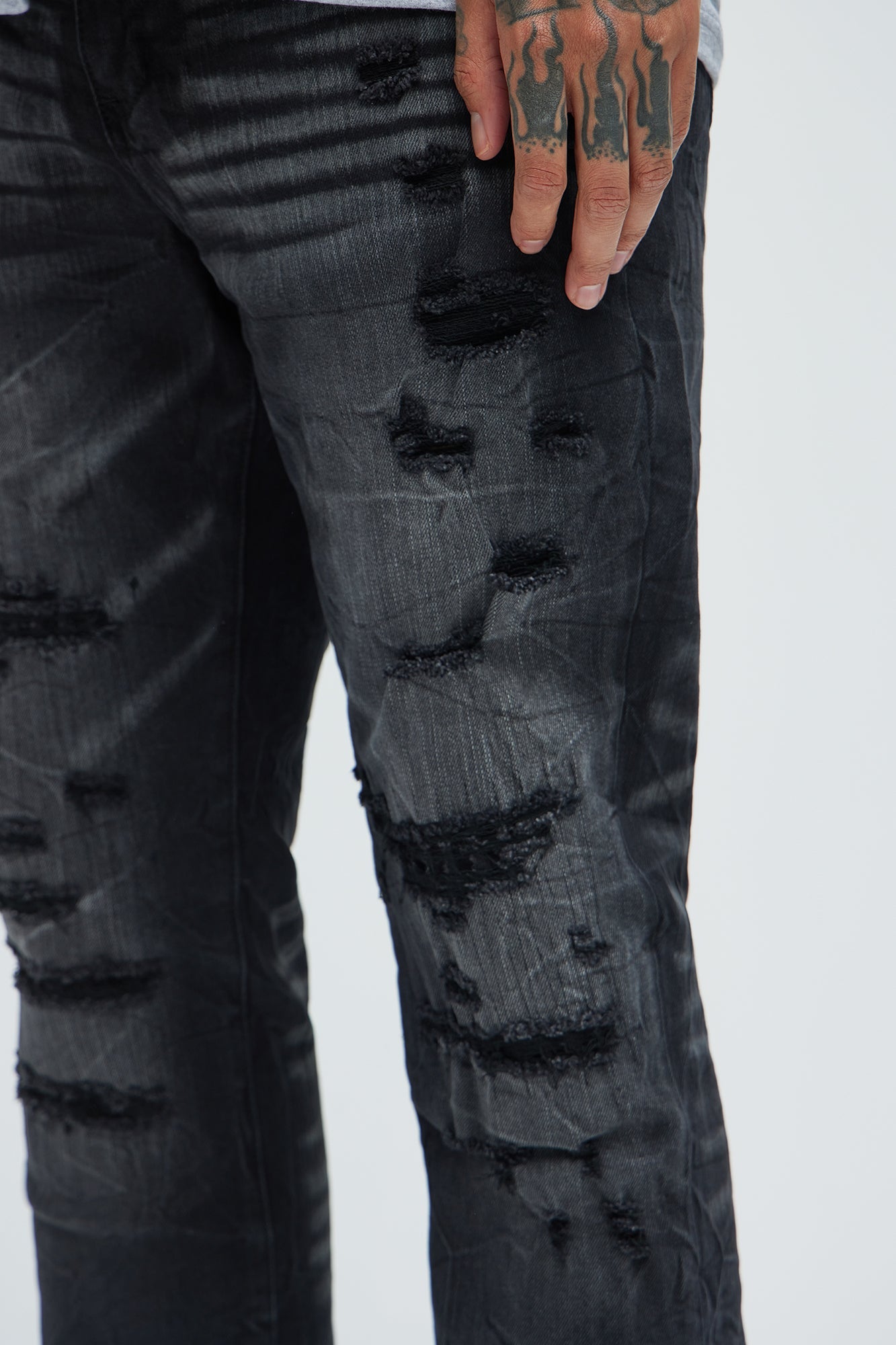 Undercover Slim Stacked Flare Jeans - Black Wash Fashion Nova