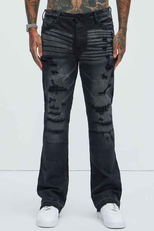 Undercover Slim Stacked Flare Jeans - Black Wash Fashion Nova