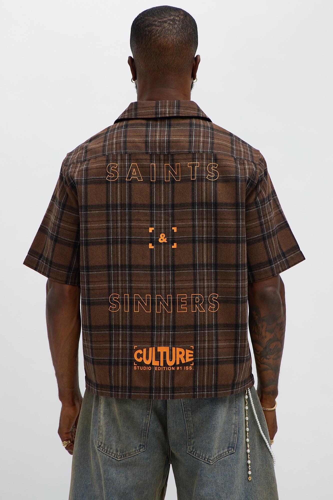 Culture Plaid Cropped Button Up Shirt - Brown Fashion Nova