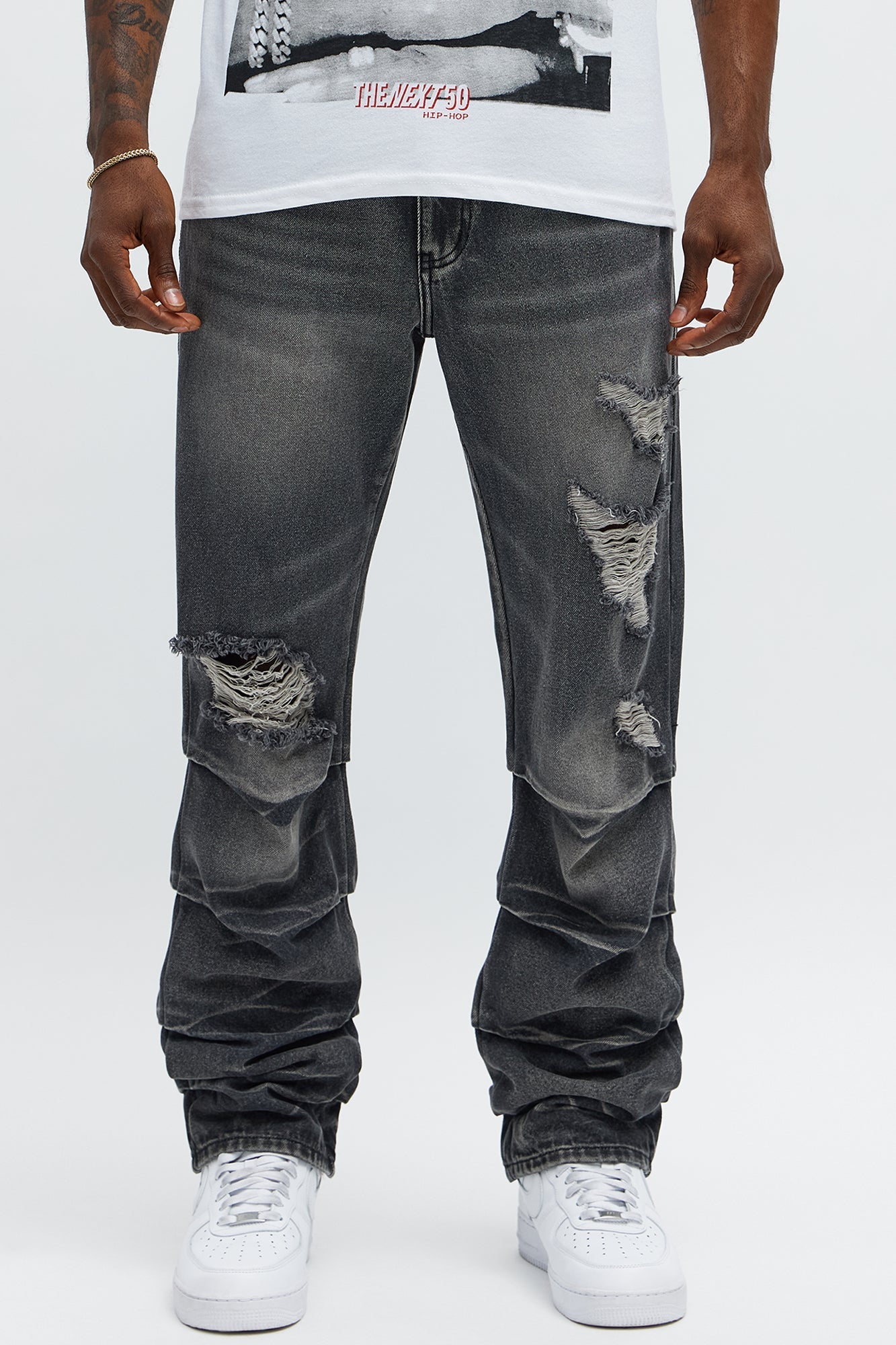 Straight Down The Street Ripped Jeans - Black Wash Fashion Nova