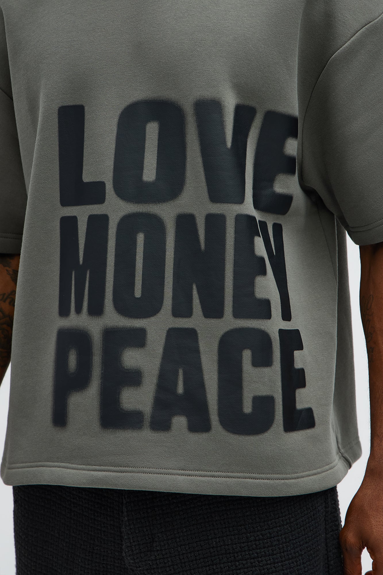Tyson Oversized Spray Paint Short Sleeve Tee - Dark Grey Fashion Nova