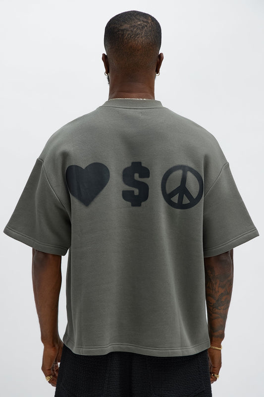 Tyson Oversized Spray Paint Short Sleeve Tee - Dark Grey Fashion Nova