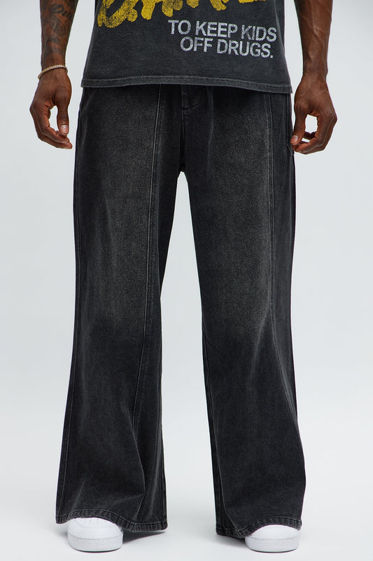 Baggy Crossover Come Again Jean - Black Wash Fashion Nova