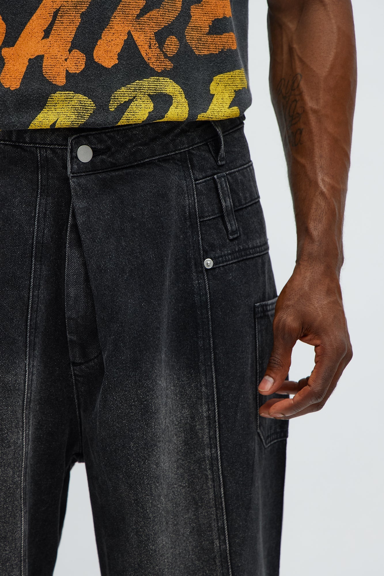 Baggy Crossover Come Again Jean - Black Wash Fashion Nova