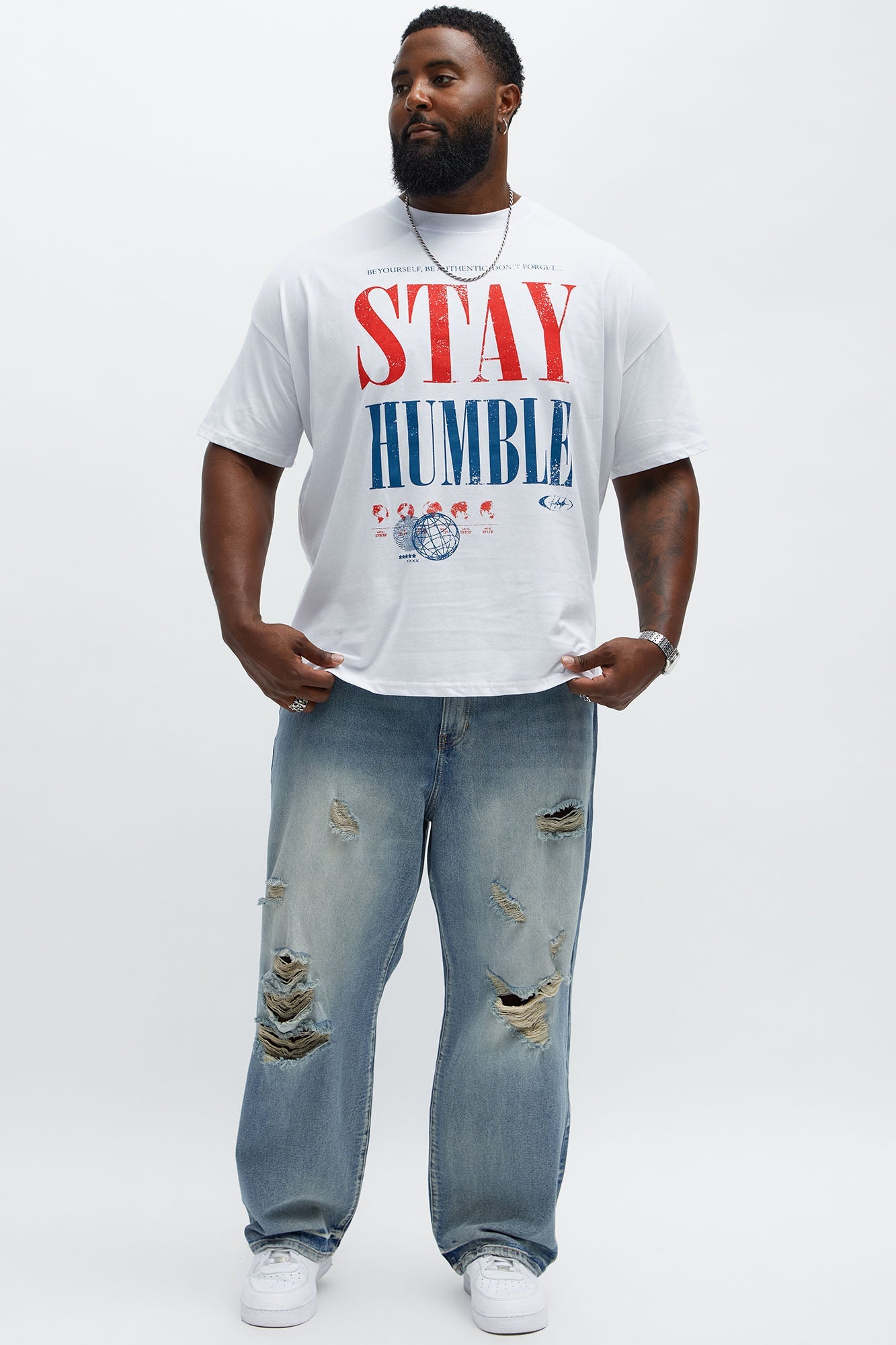 Stay Humble Boxy Short Sleeve Tee - White Fashion Nova