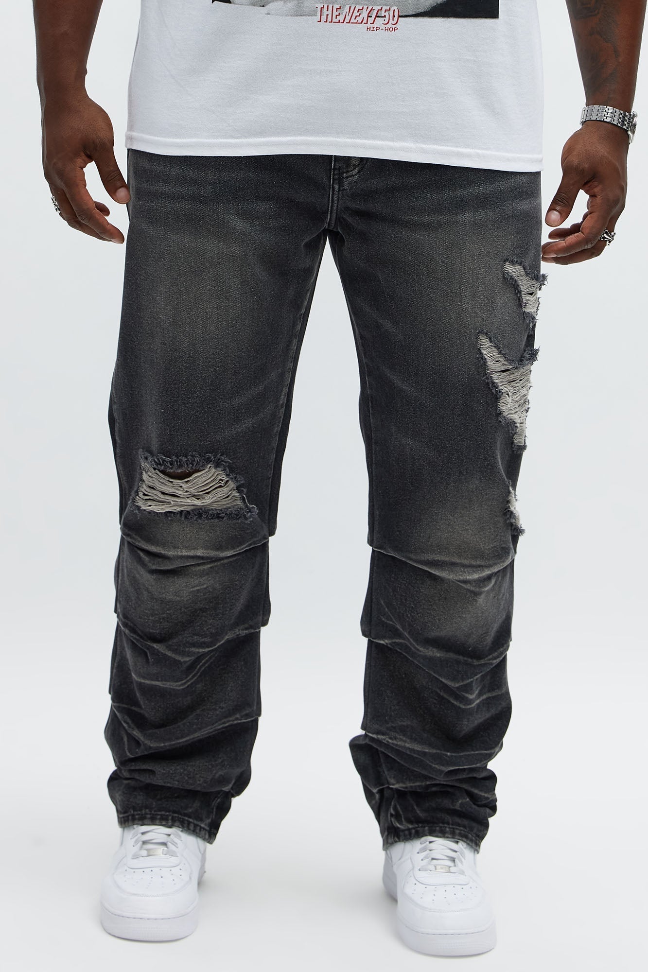 Straight Down The Street Ripped Jeans - Black Wash Fashion Nova
