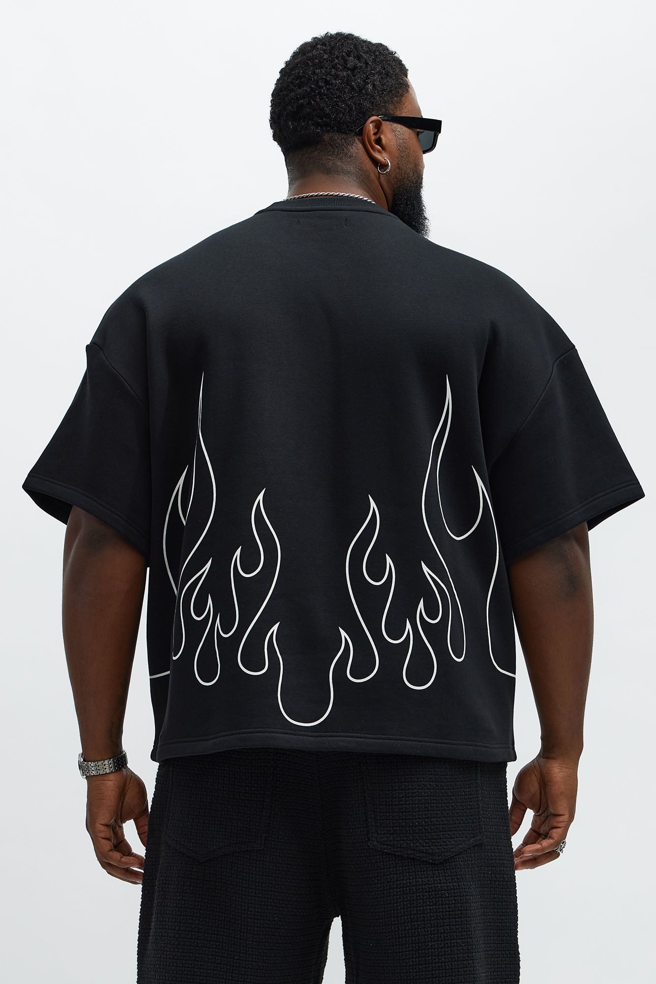 Tyson Oversized Chase Flame Short Sleeve Tee - Black/combo Fashion Nova
