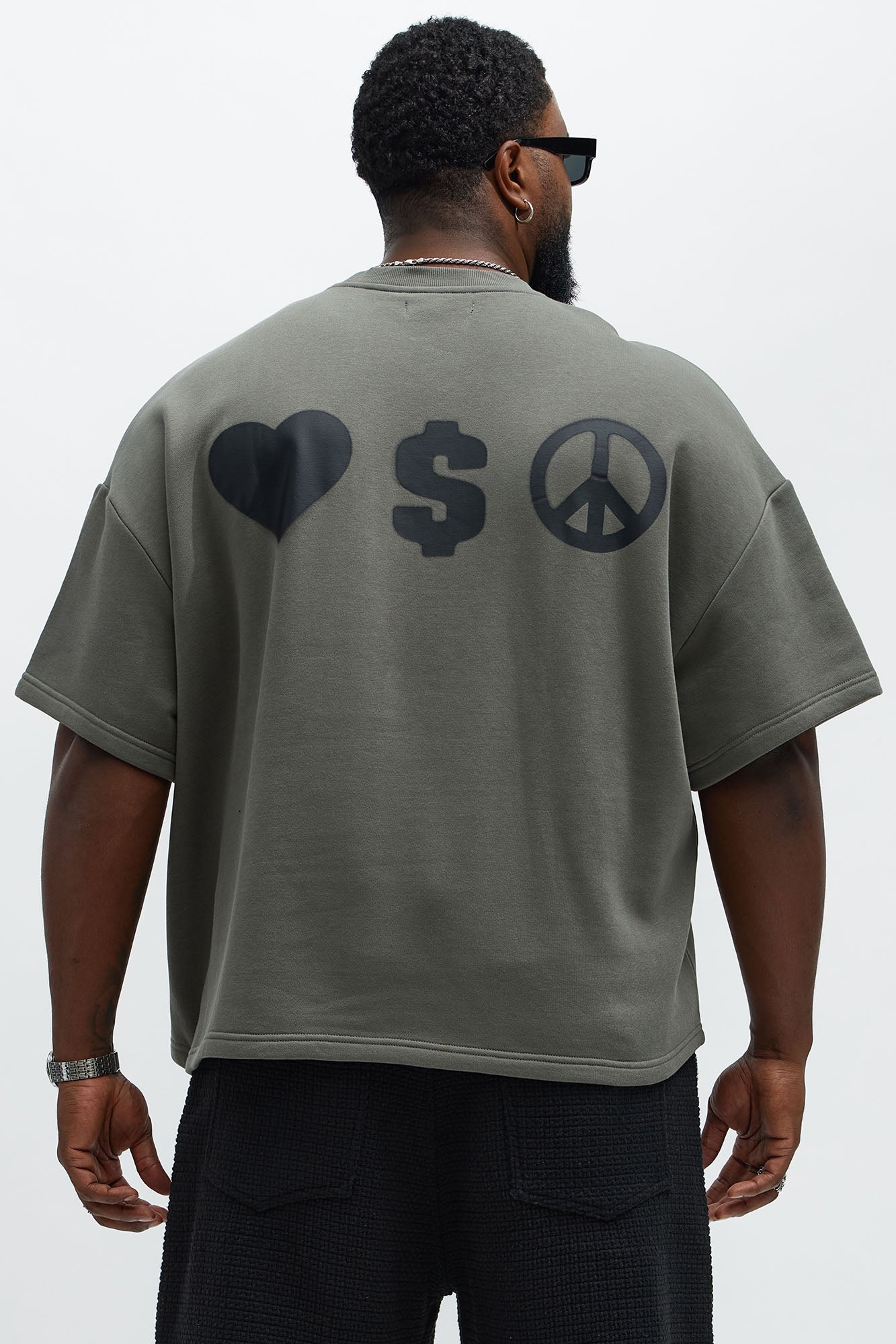 Tyson Oversized Spray Paint Short Sleeve Tee - Dark Grey Fashion Nova