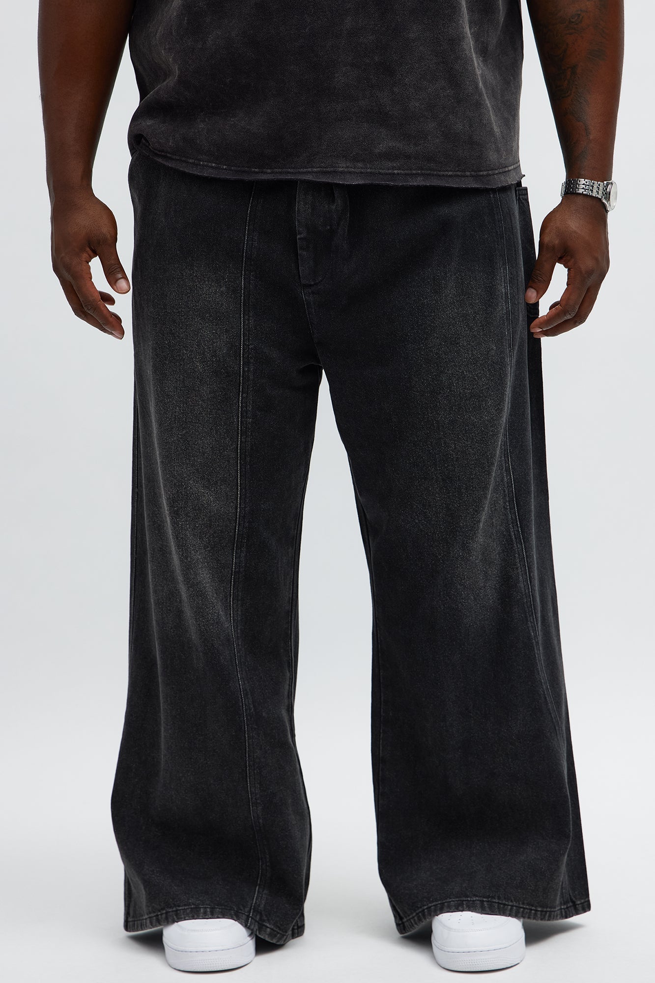 Baggy Crossover Come Again Jean - Black Wash Fashion Nova