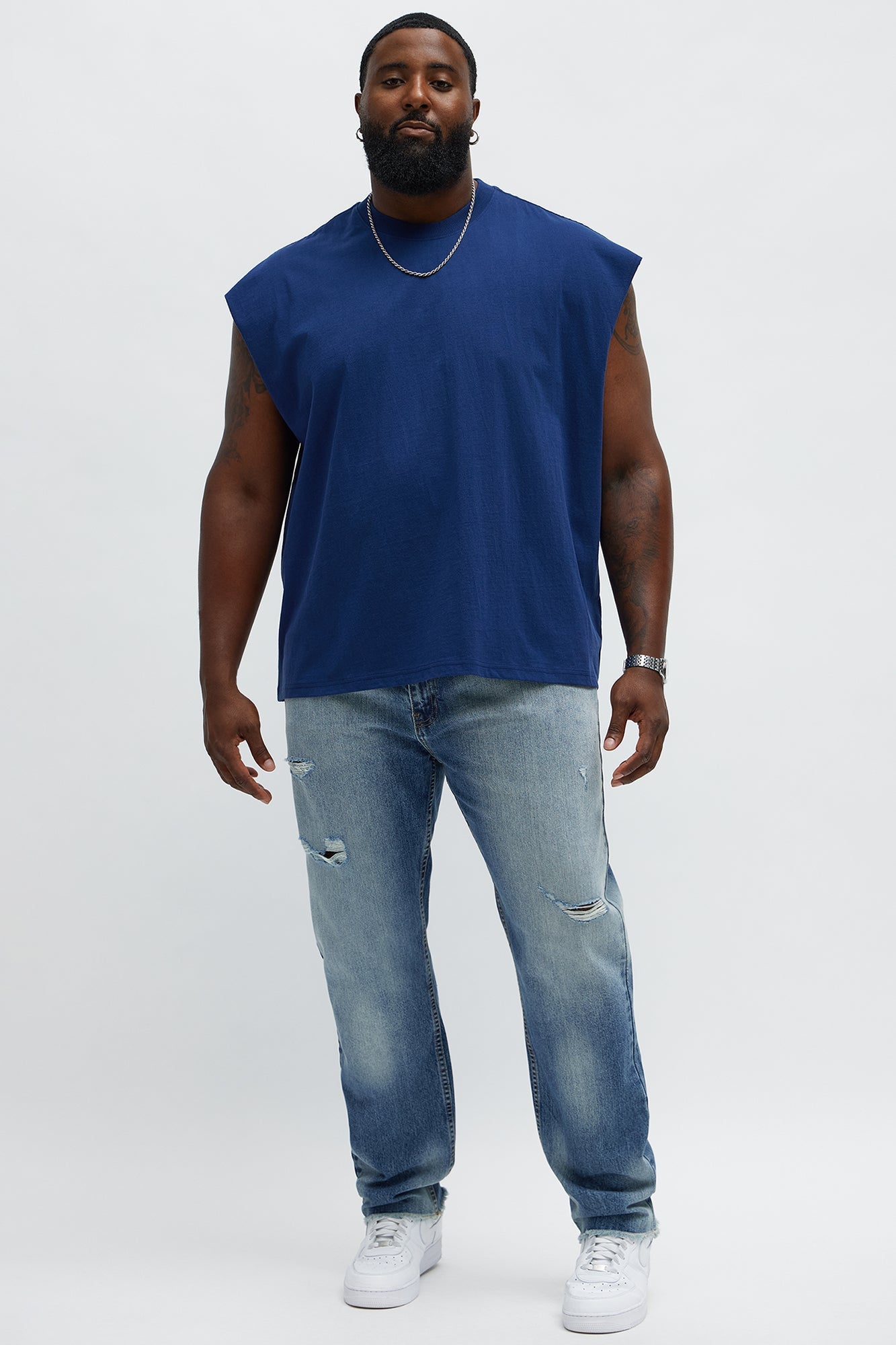 Relaxed Heavyweight Muscle Tee - Navy Fashion Nova