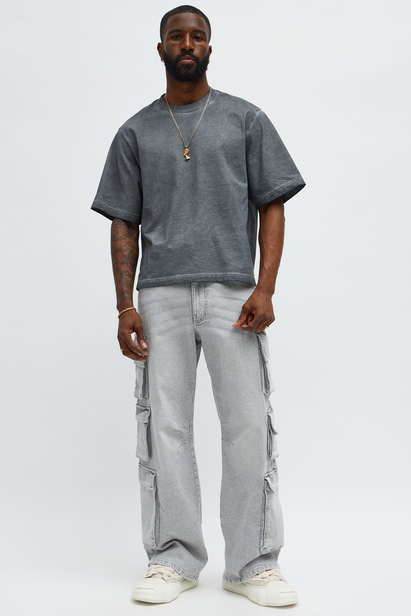Tinted Wash Boxy Cropped Heavyweight Short Sleeve Tee - Grey Fashion Nova