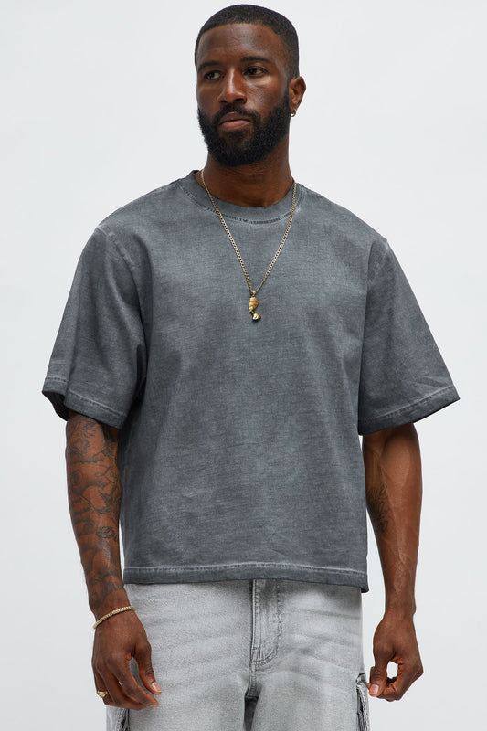 Tinted Wash Boxy Cropped Heavyweight Short Sleeve Tee - Grey Fashion Nova