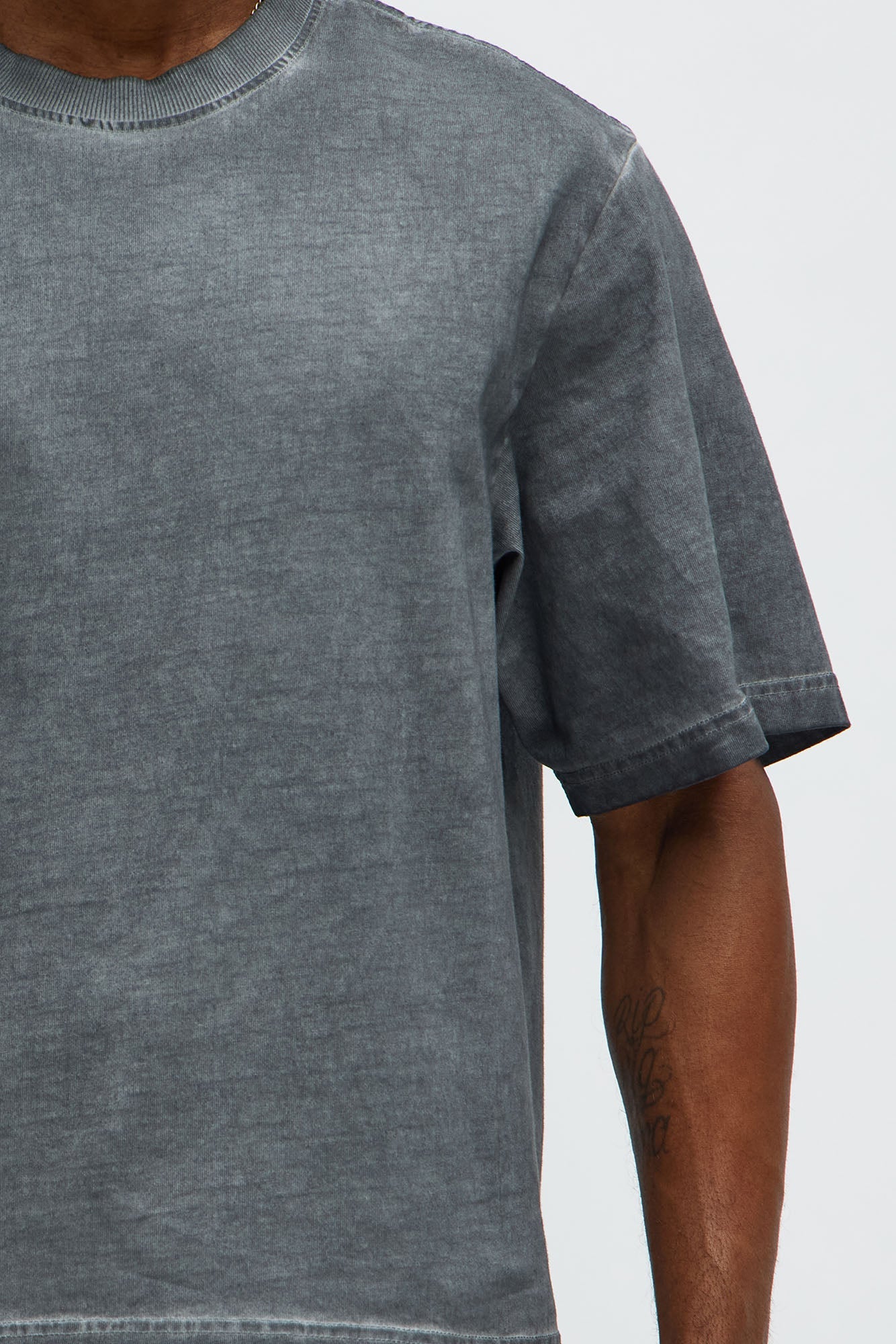 Tinted Wash Boxy Cropped Heavyweight Short Sleeve Tee - Grey Fashion Nova