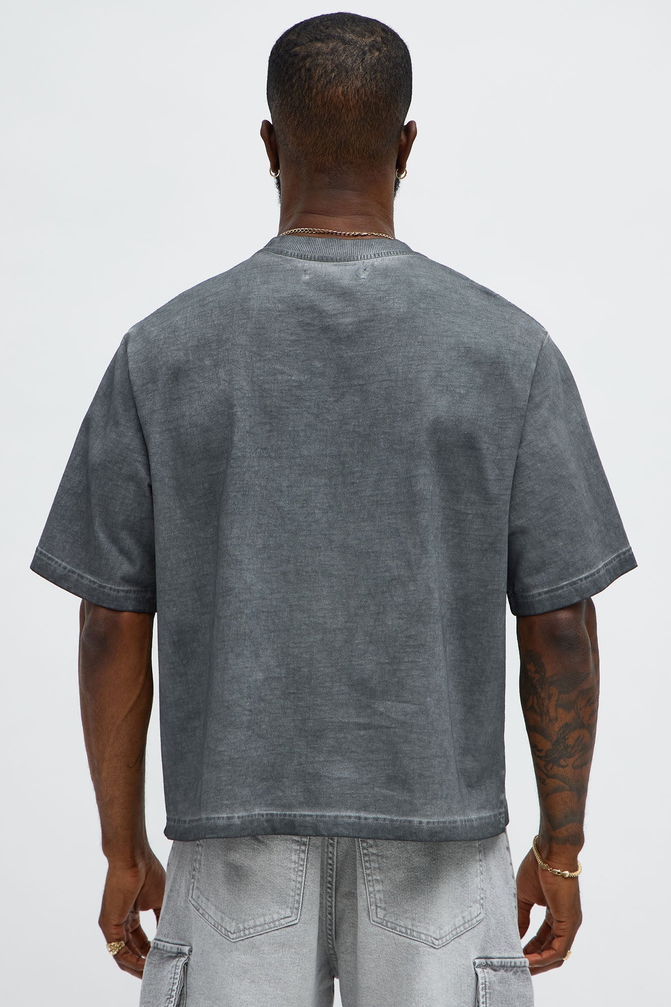 Tinted Wash Boxy Cropped Heavyweight Short Sleeve Tee - Grey Fashion Nova